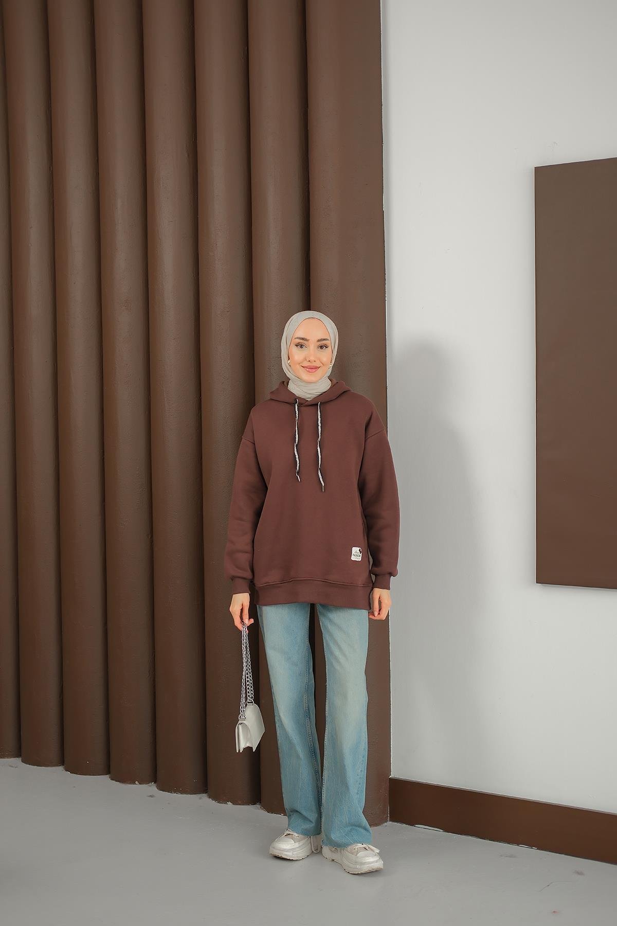 Arma Detay Sweat Kahverengi