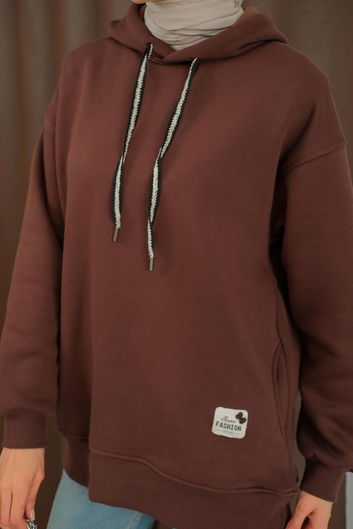 Arma Detay Sweat Kahverengi