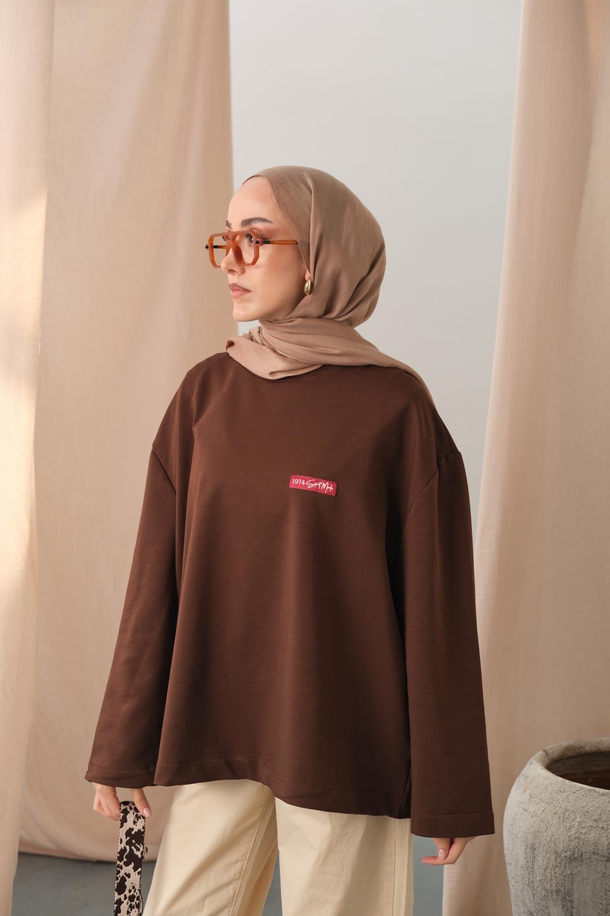Arma Detay Tunik Kahverengi