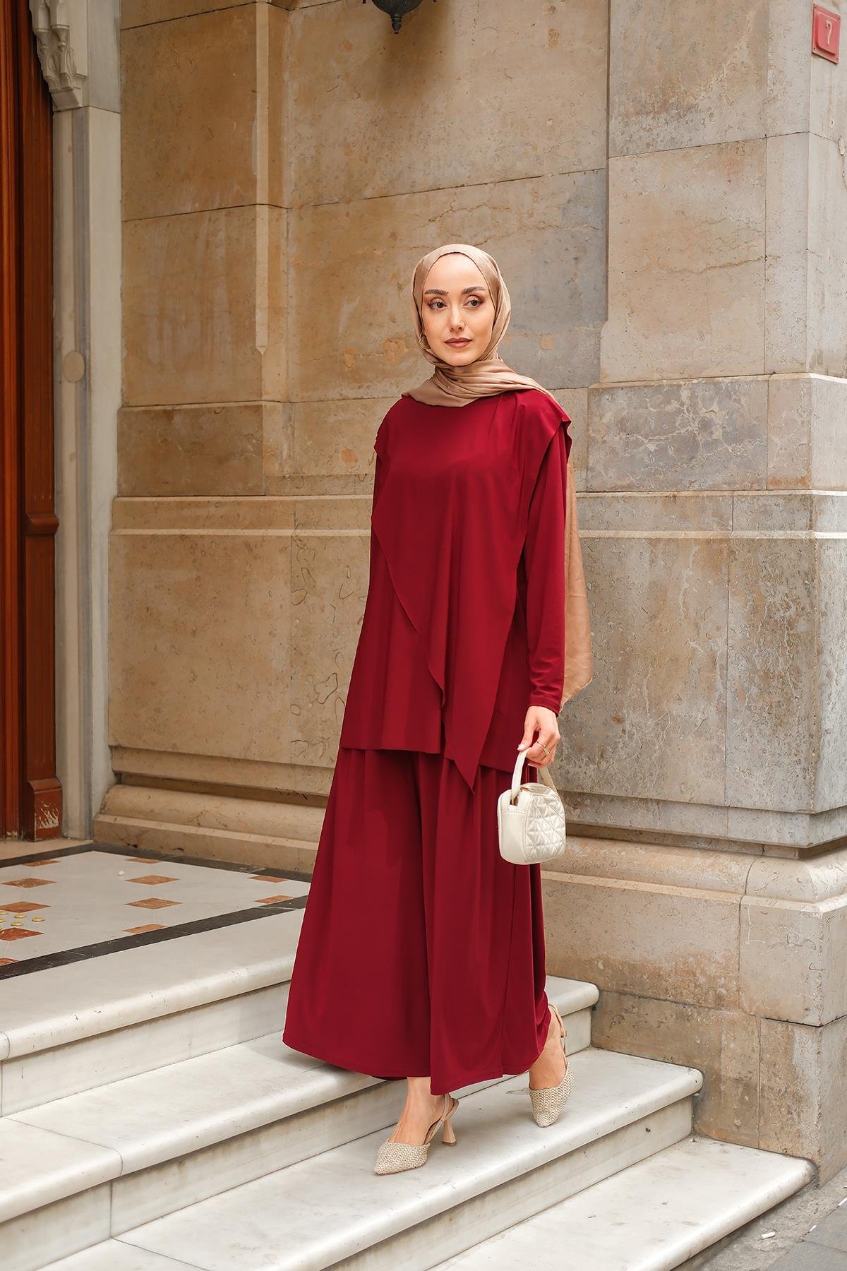 Asimetrik Salaş Takım Bordo