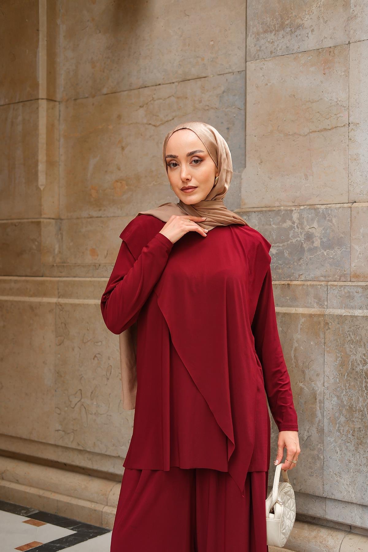 Asimetrik Salaş Takım Bordo