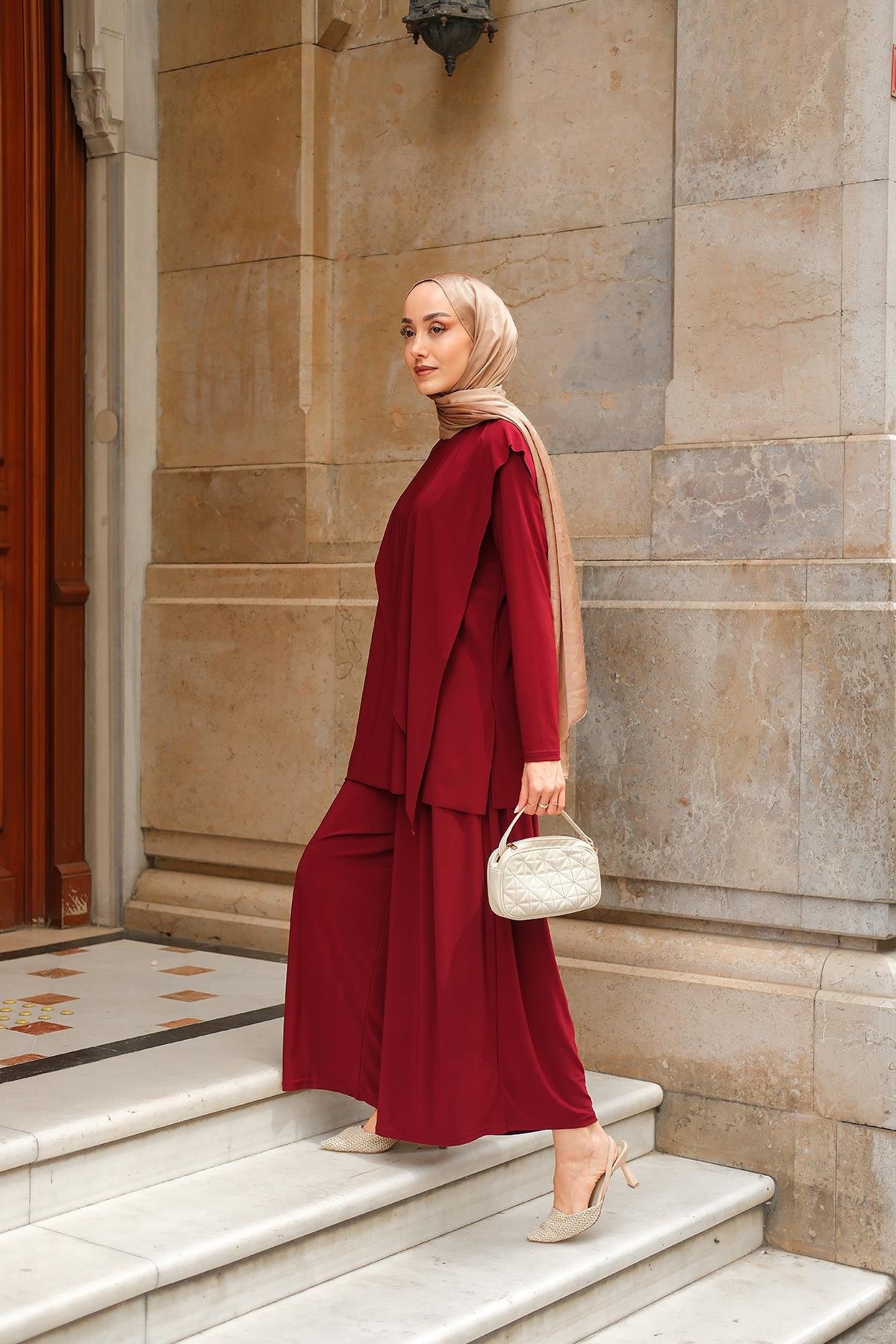 Asimetrik Salaş Takım Bordo