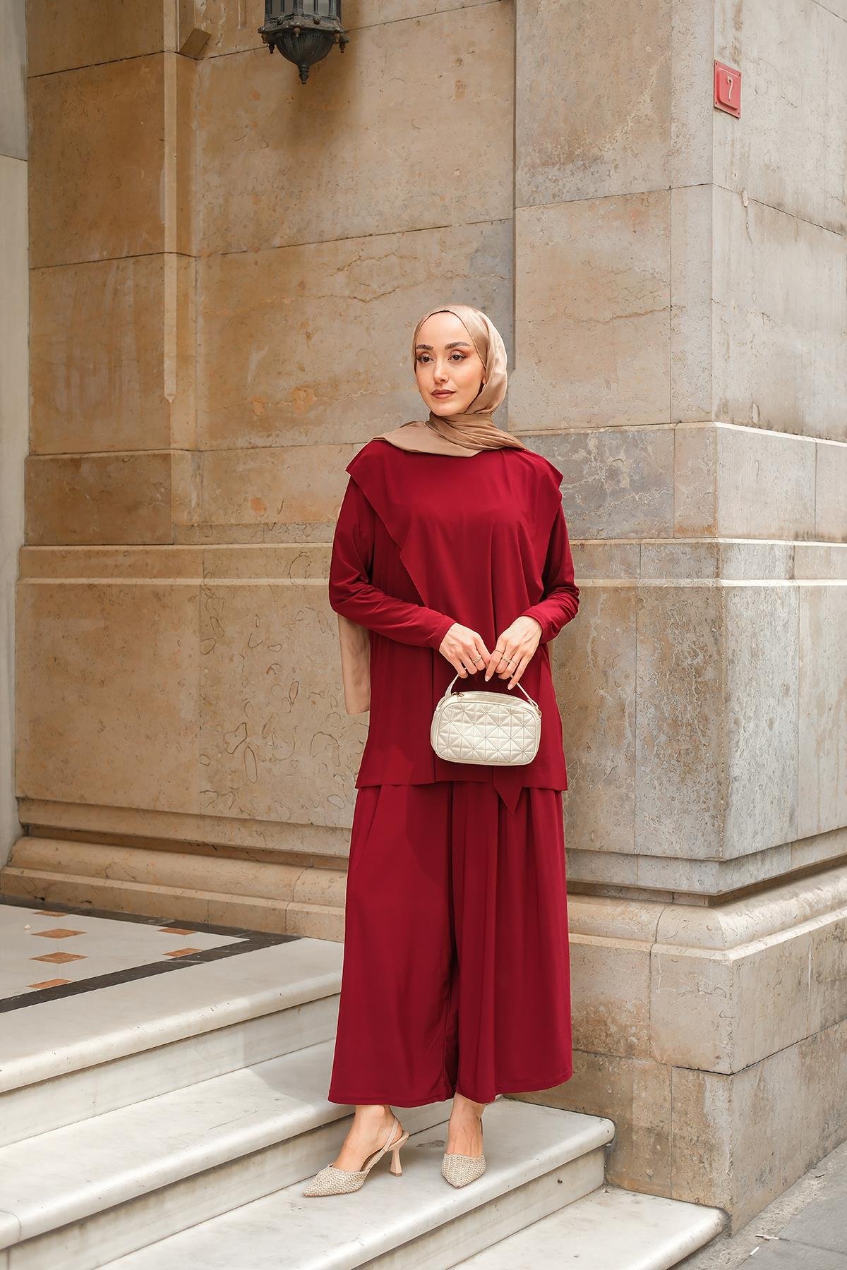 Asimetrik Salaş Takım Bordo