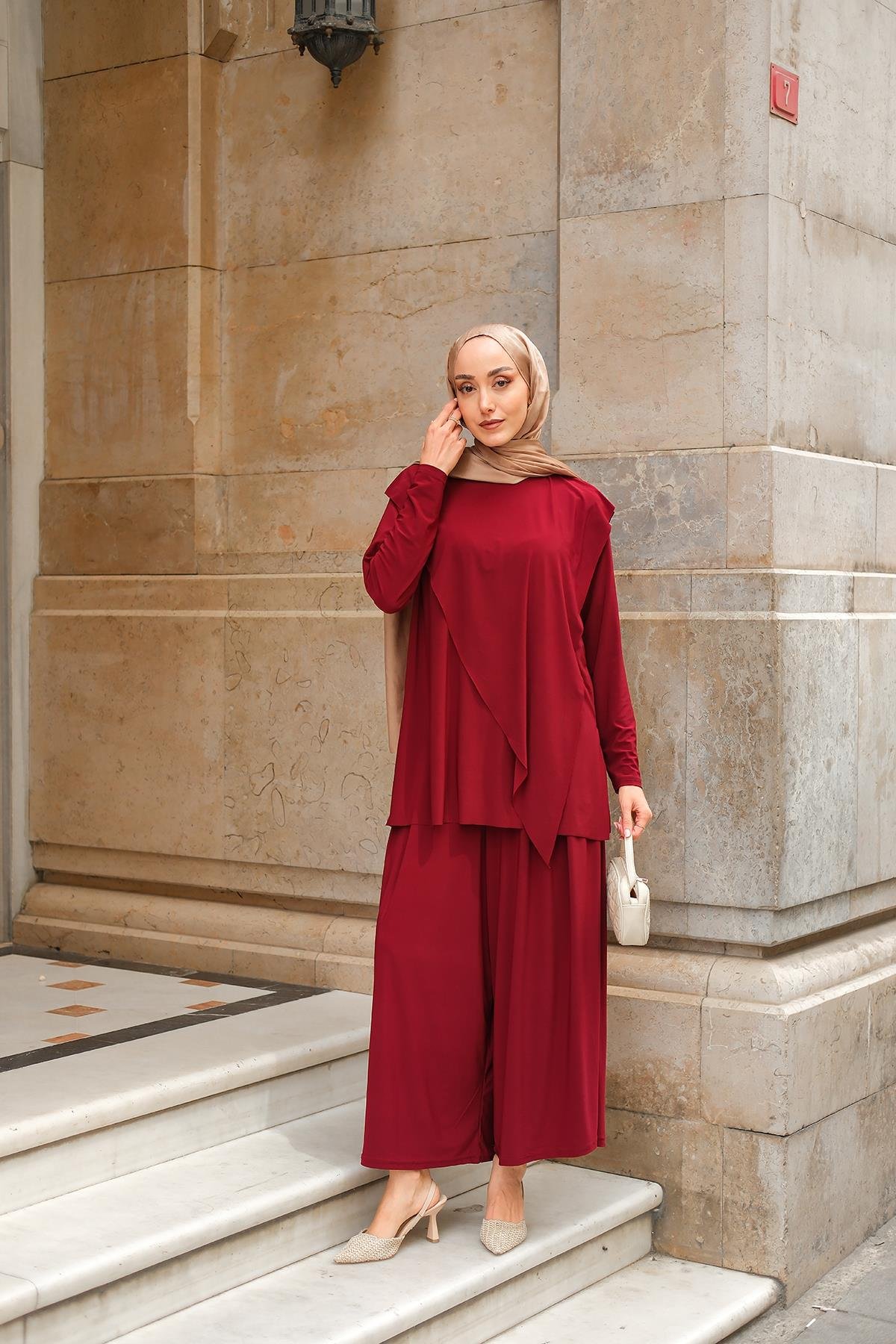 Asimetrik Salaş Takım Bordo