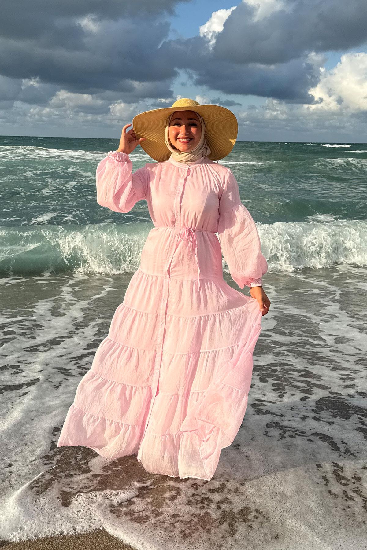 Astarlı Tül Elbise Pembe