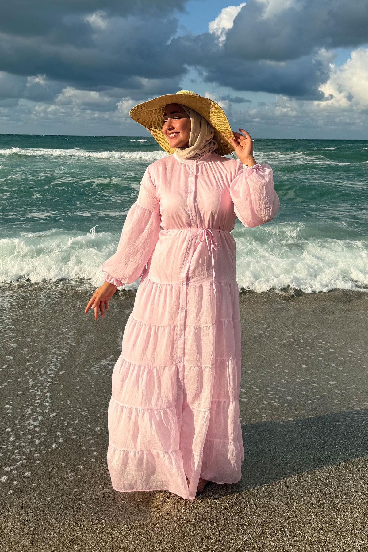 Astarlı Tül Elbise Pembe