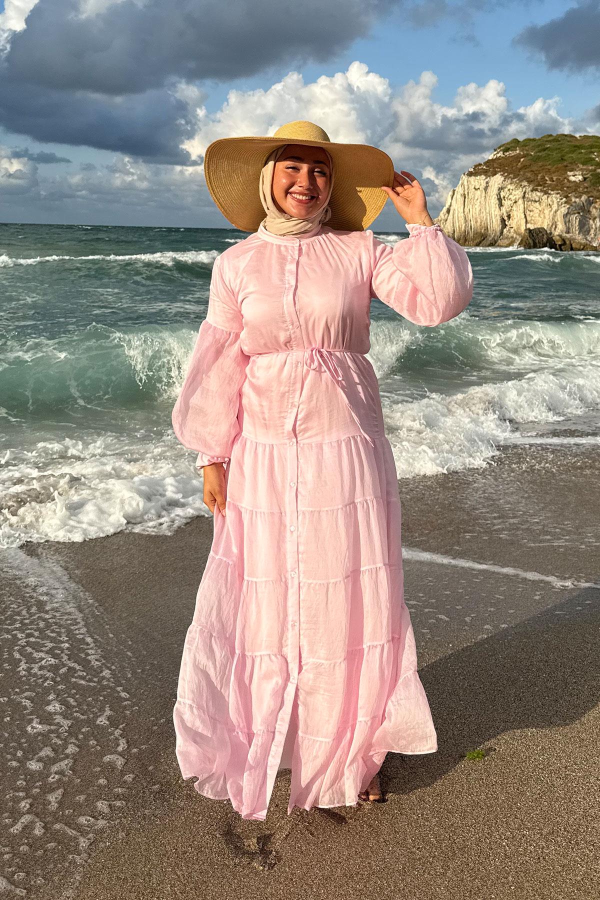 Astarlı Tül Elbise Pembe