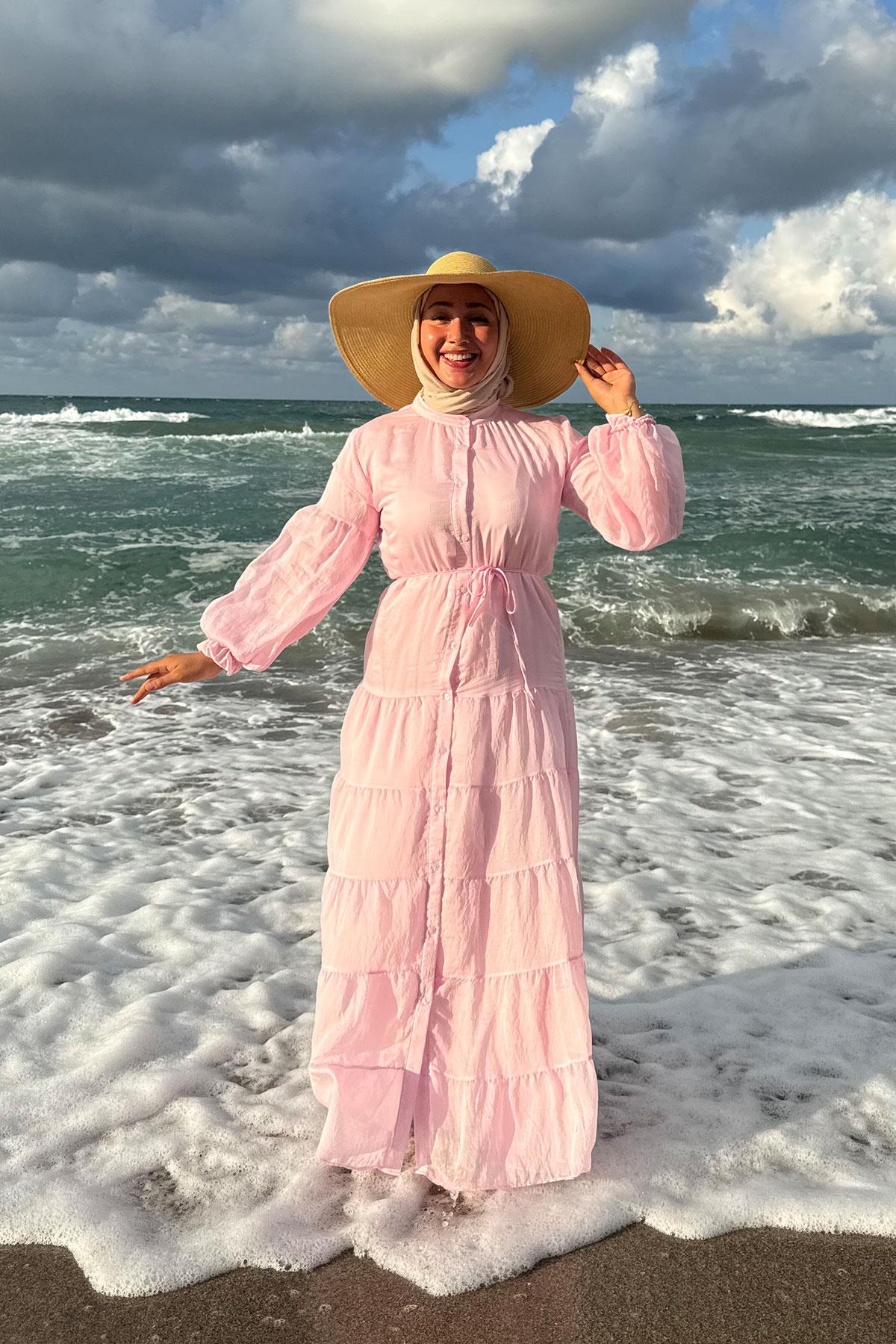 Astarlı Tül Elbise Pembe