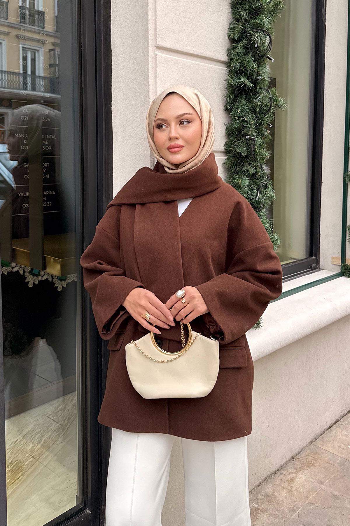 Atkı Detaylı Kaşe Kahverengi