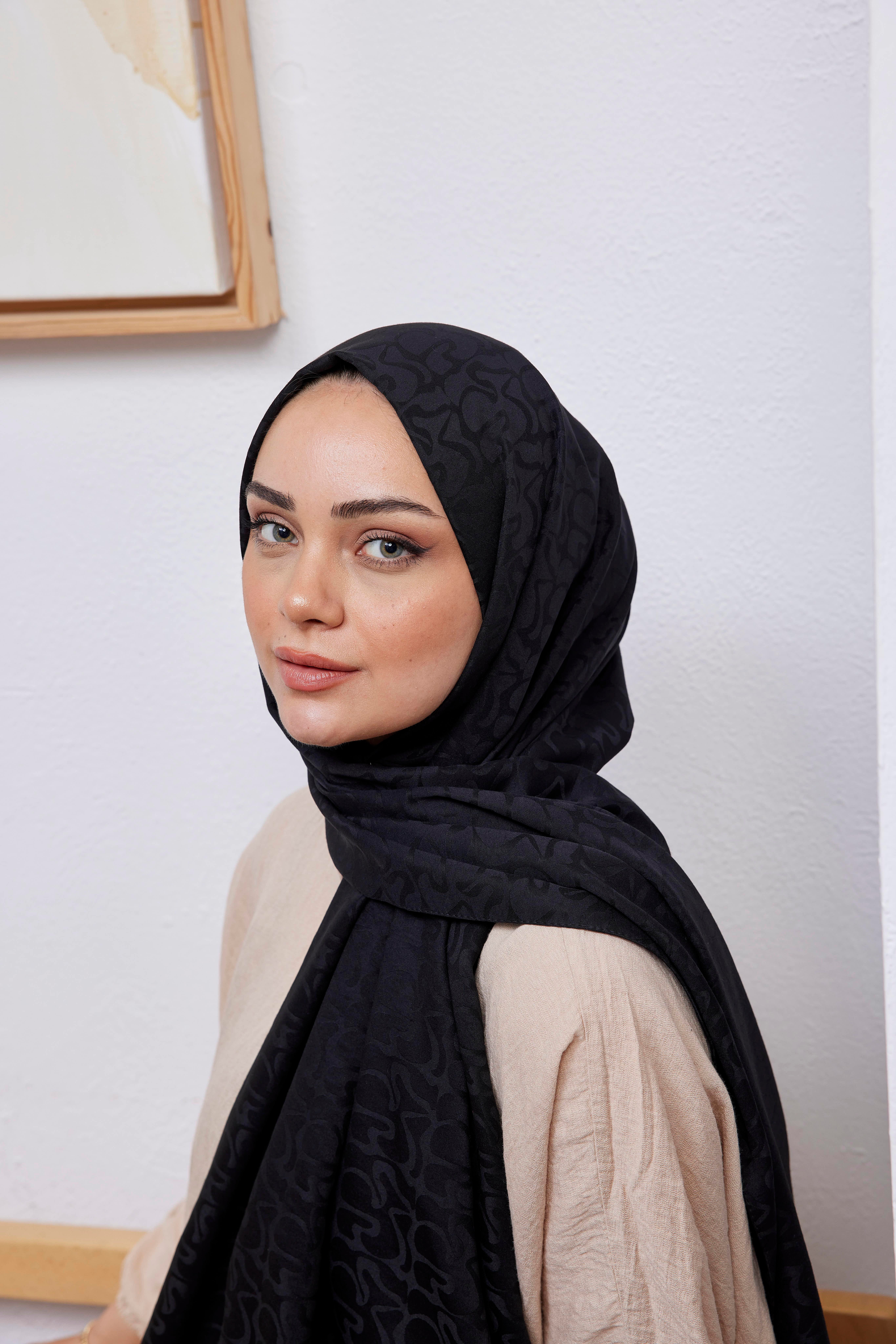 Aura Desen Jakar Şal Siyah