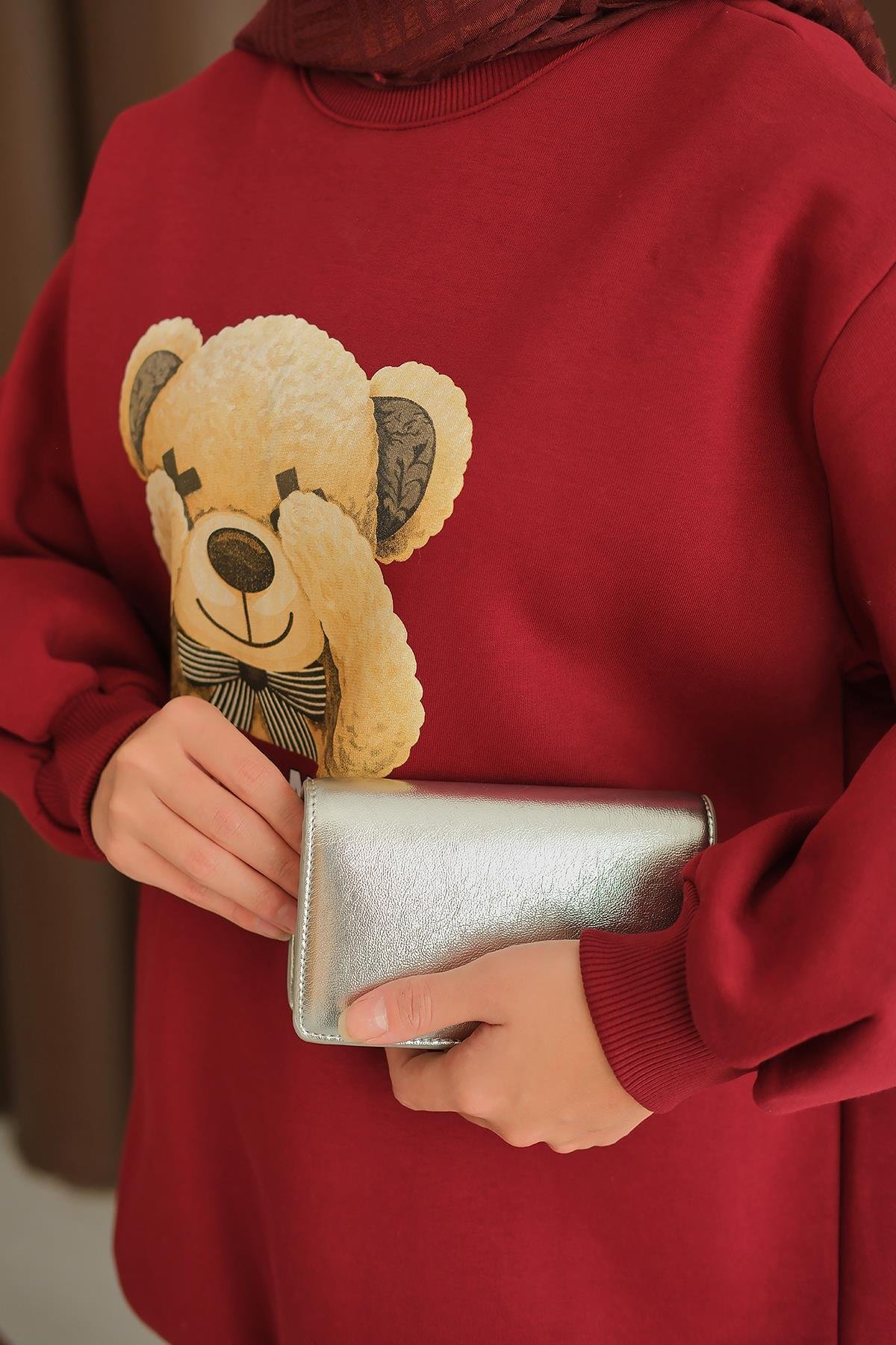 Ayıcık Baskılı Takım Bordo