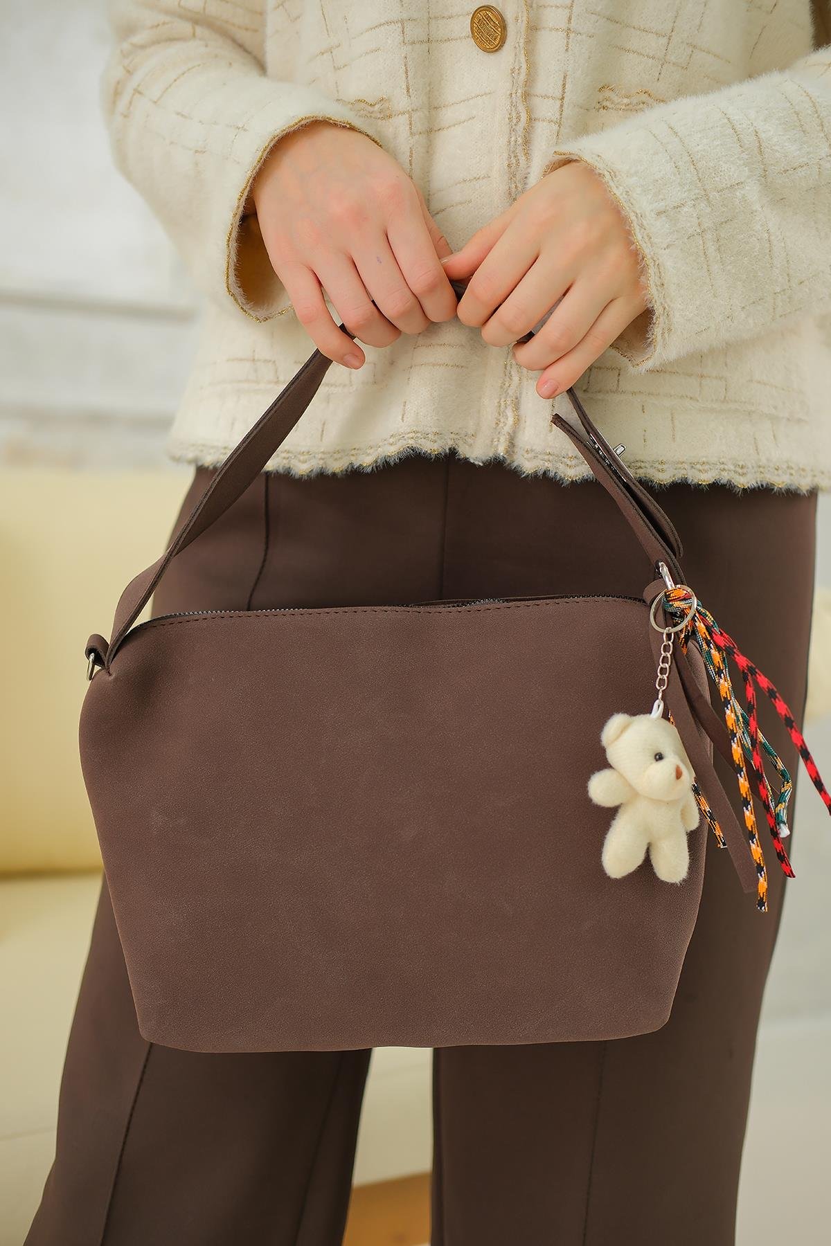 Ayıcık Detay Çanta Kahverengi
