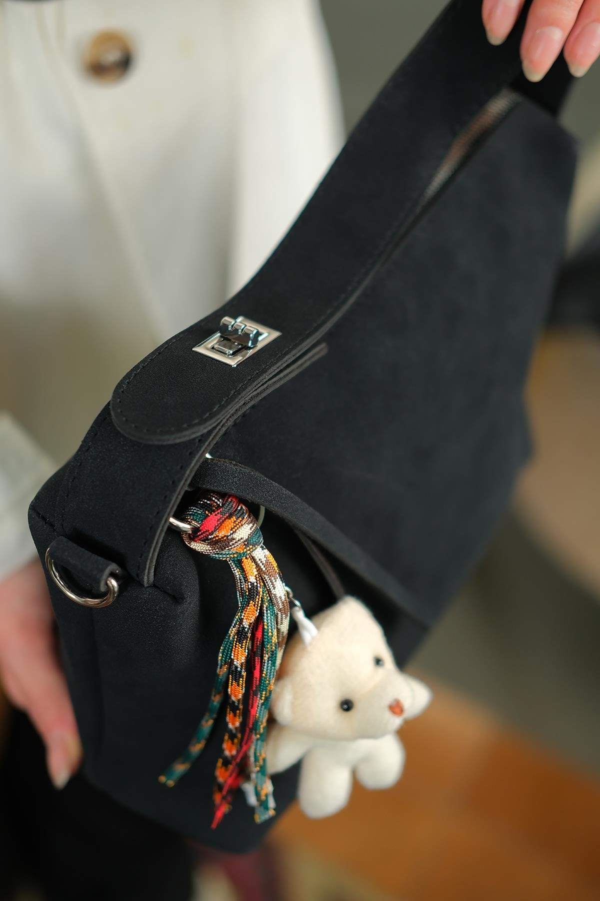 Ayıcık Detay Çanta Siyah