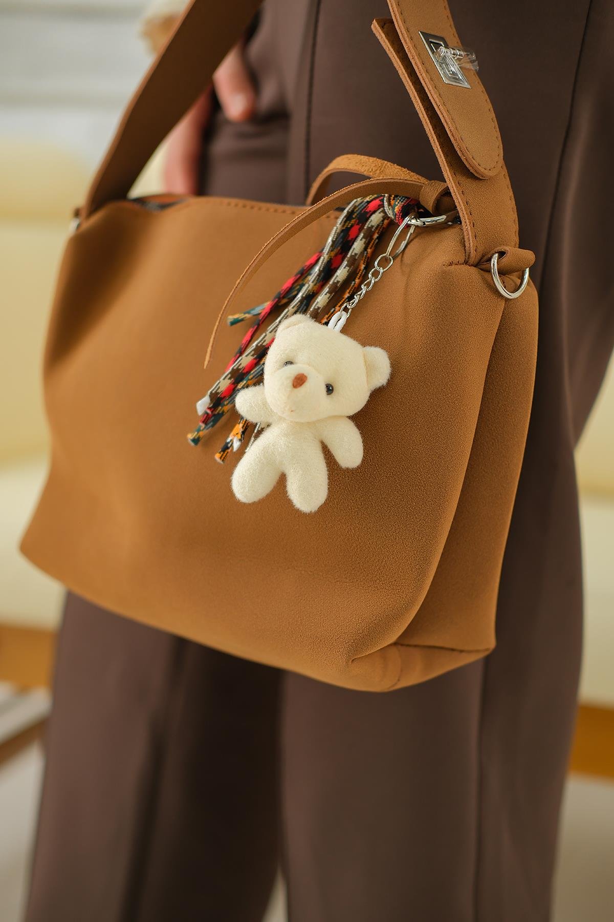 Ayıcık Detay Çanta Taba