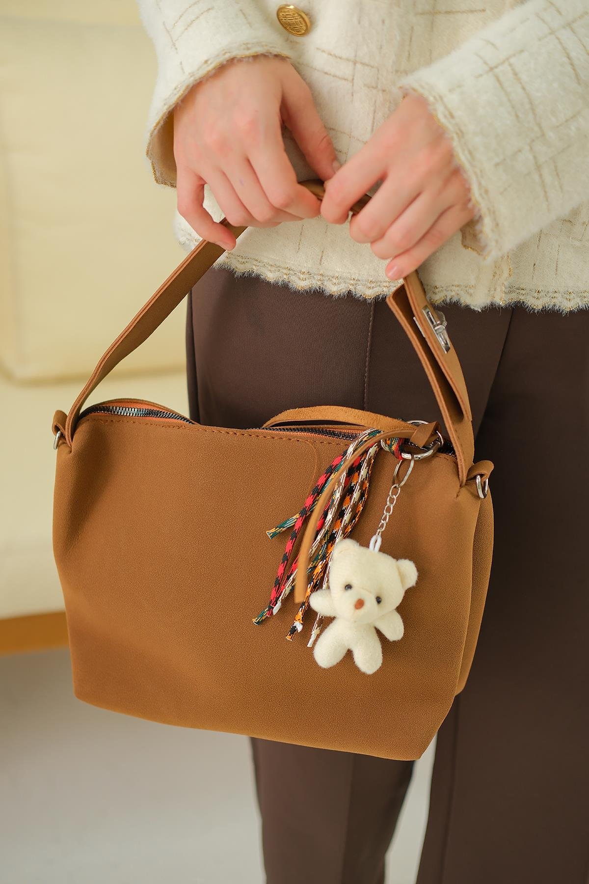 Ayıcık Detay Çanta Taba