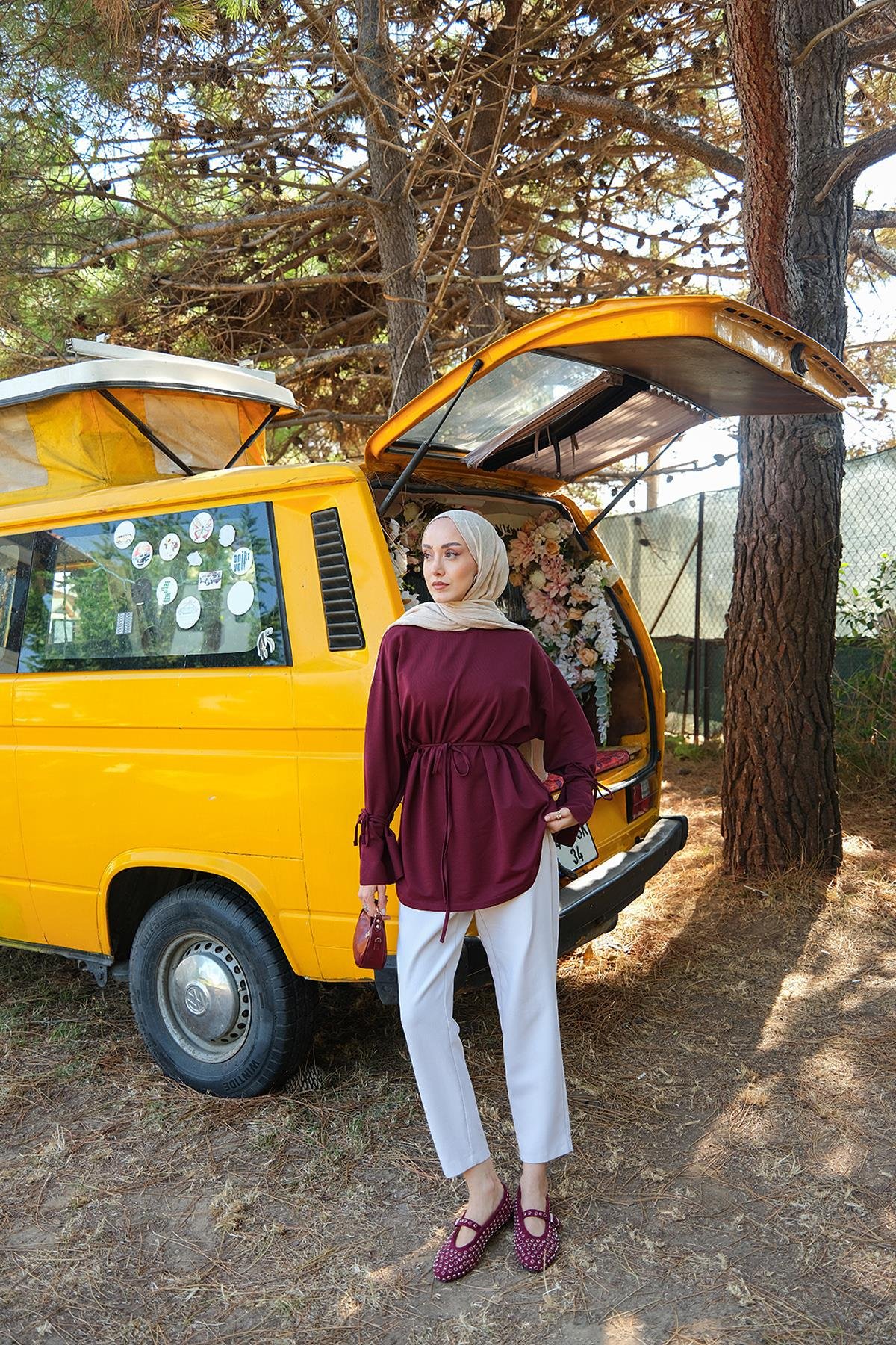 Bağcık Detaylı Sweatshirt Bordo
