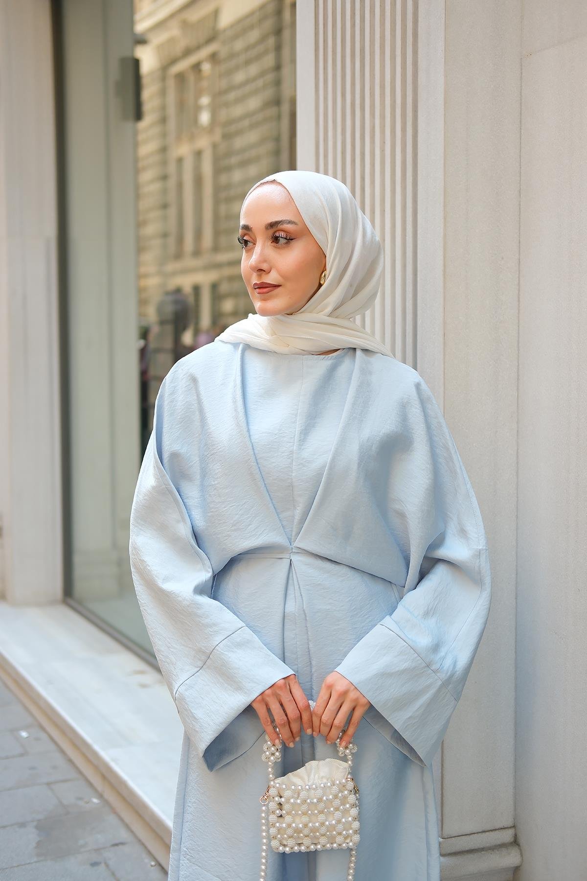 Bağlama Detay Elbise Mavi