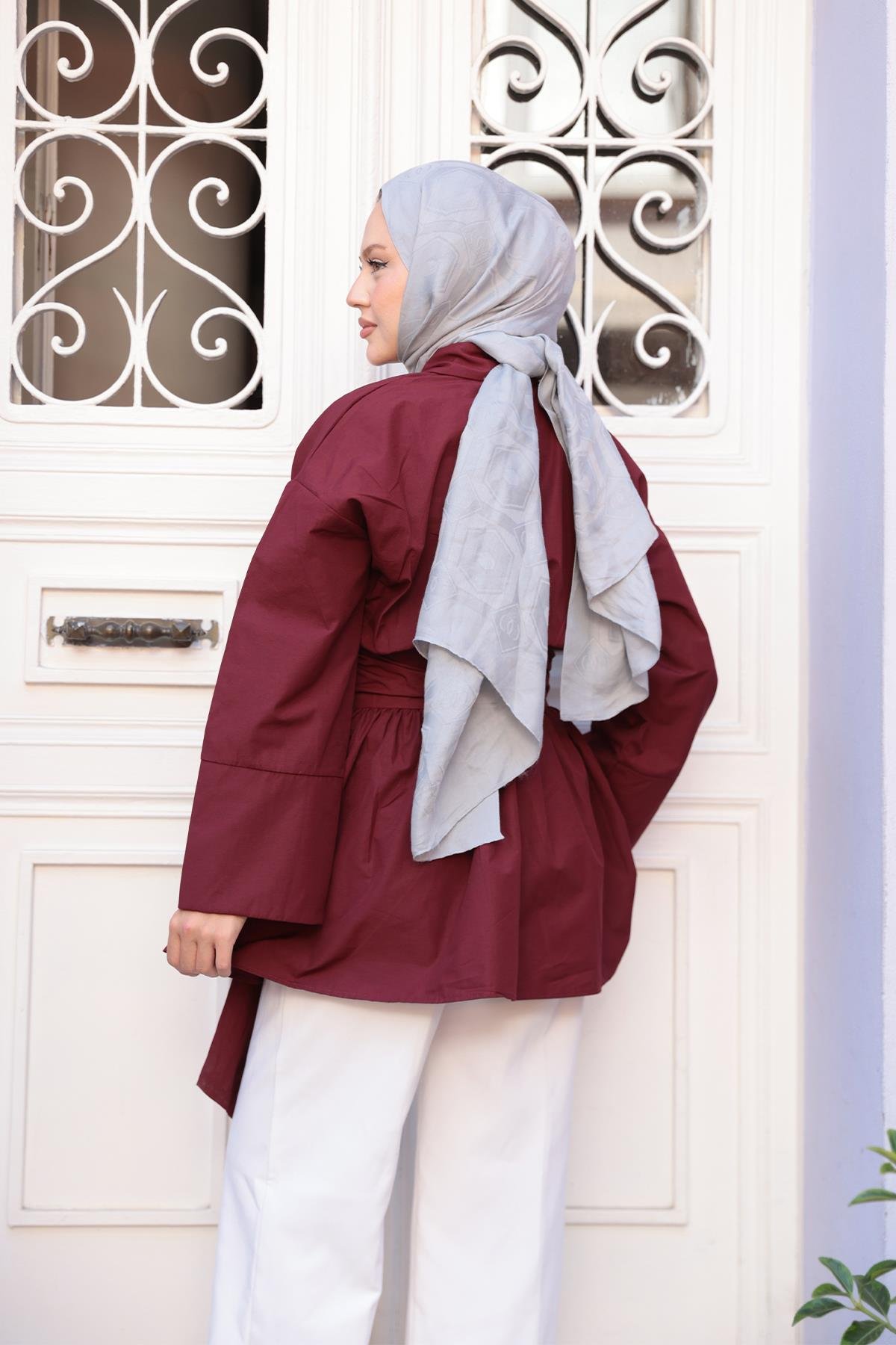 Bali Poplin Gömlek Bordo