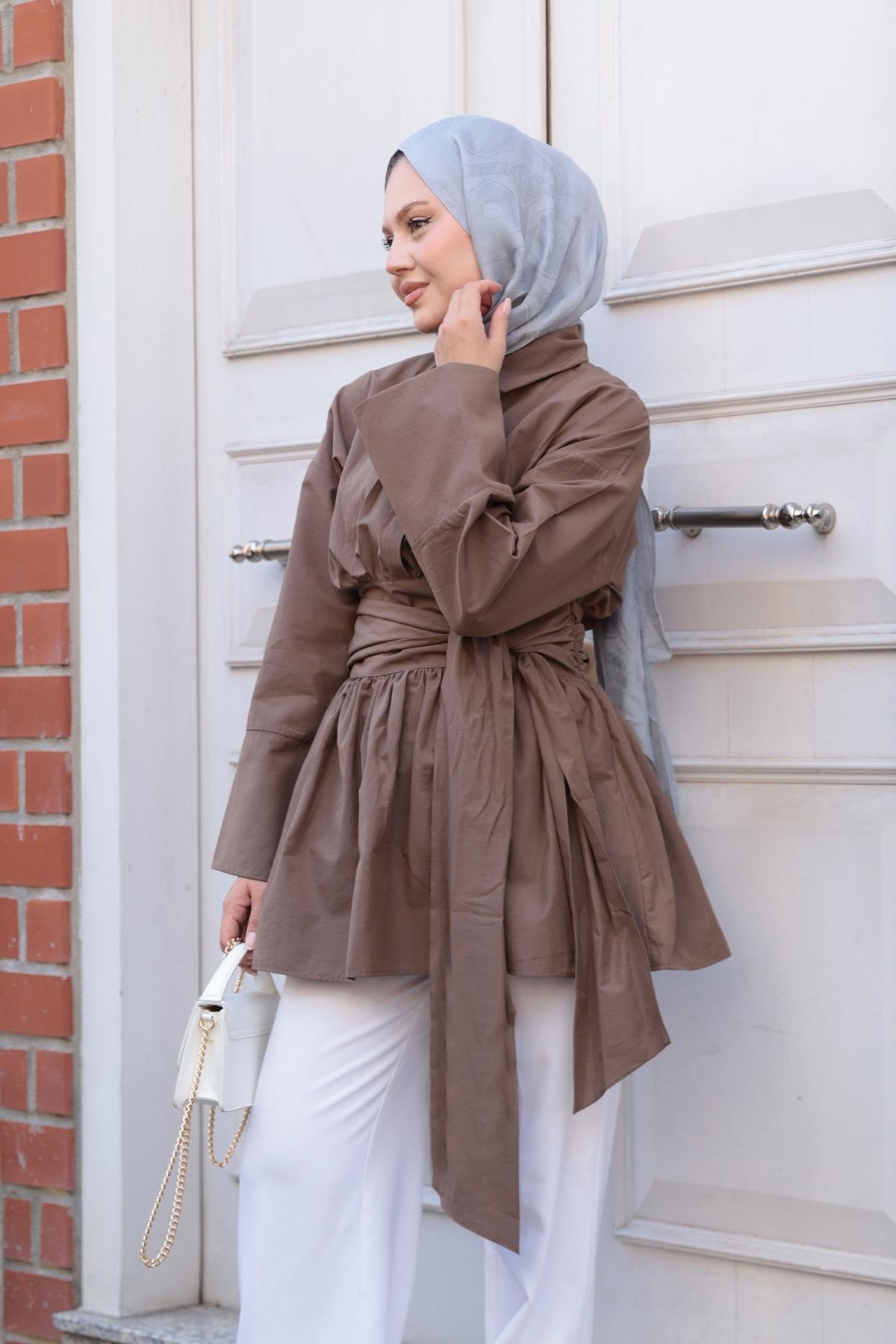 Bali Poplin Gömlek Kahverengi