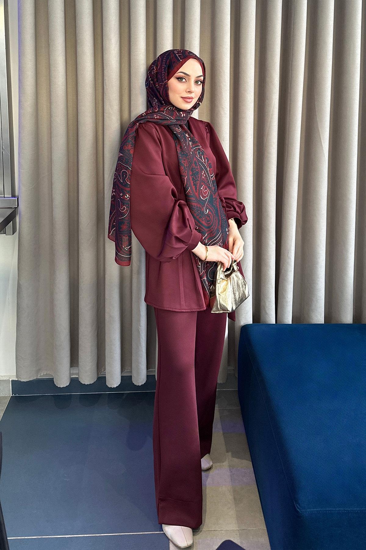 Balon Kol Scuba Kimono Takım Bordo