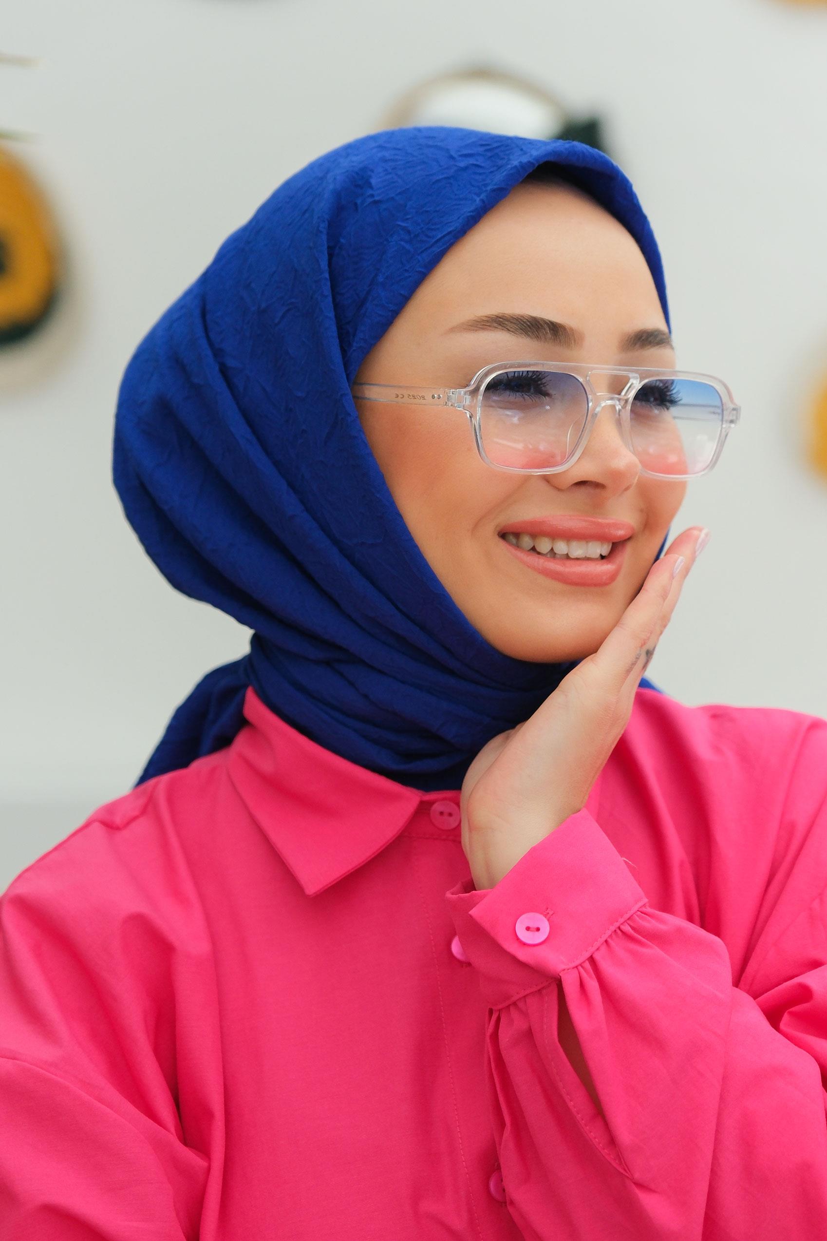 Bambu Kraş Eşarp Saks Mavi