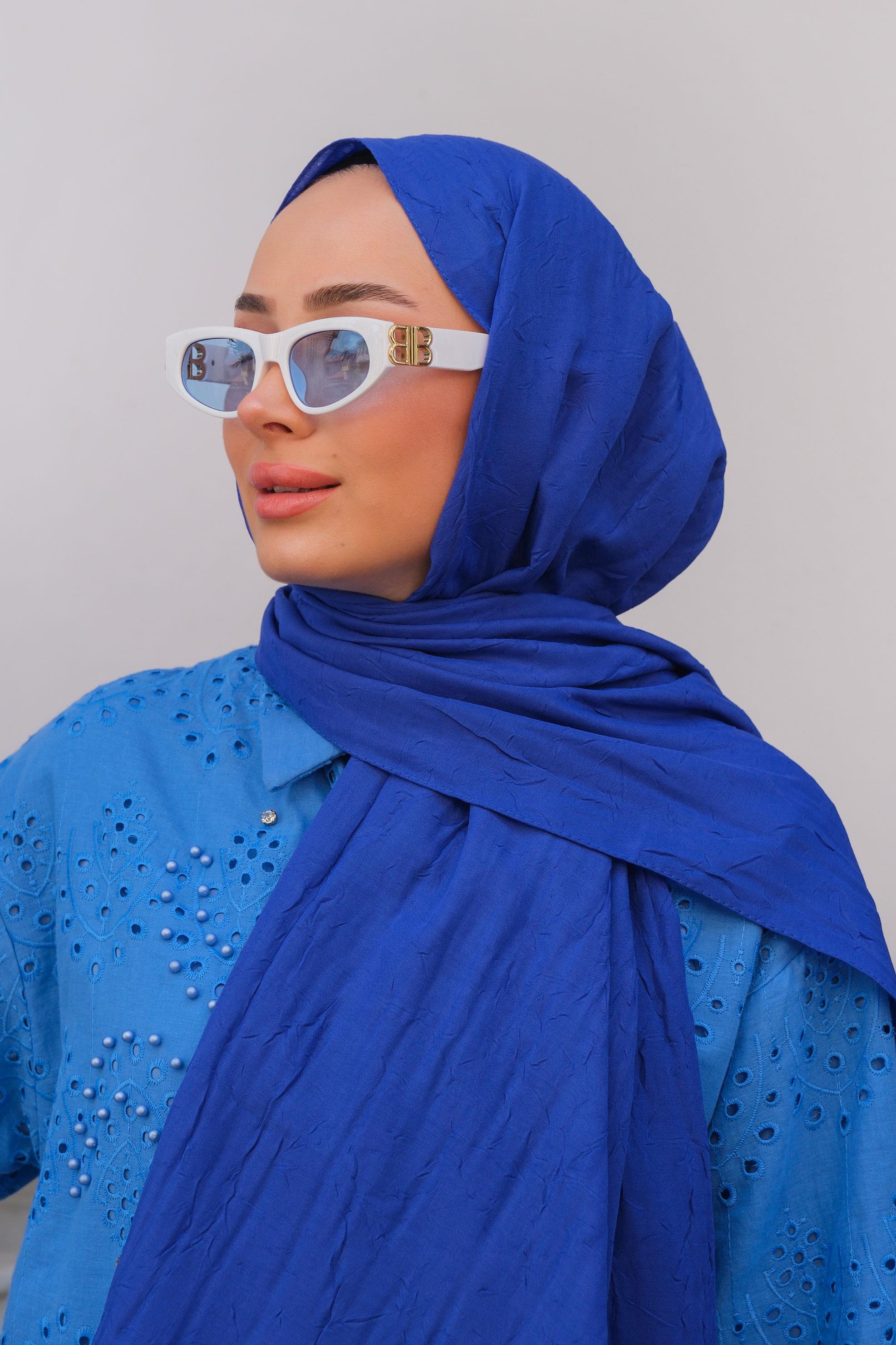 Bambu Kraş Şal Saks Mavi