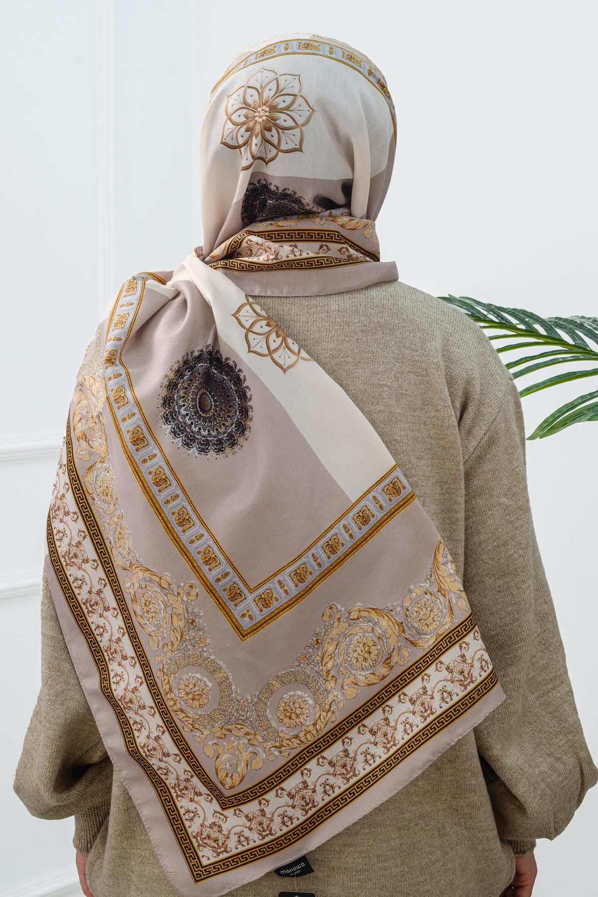 Barok Desen Şal Vizon