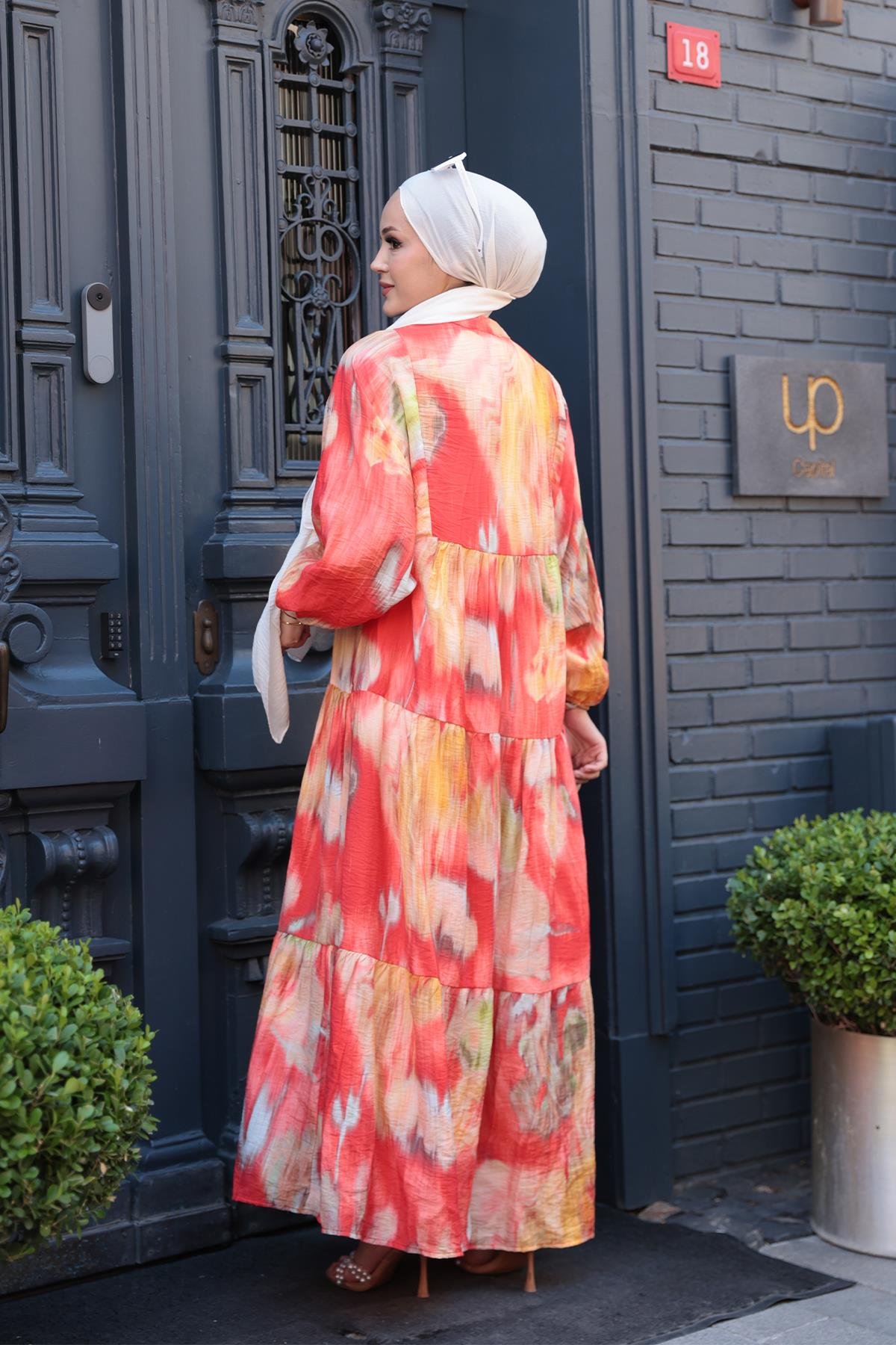 Batik Desen Elbise Turuncu