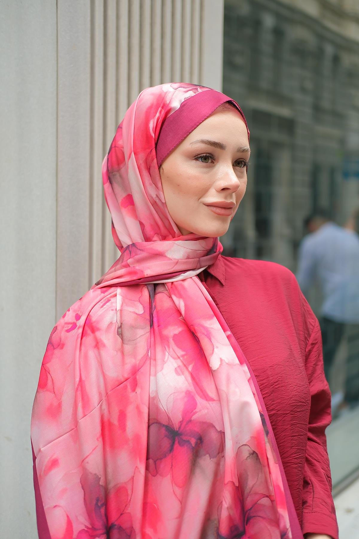 Batik Desen Soft Şal Bordo