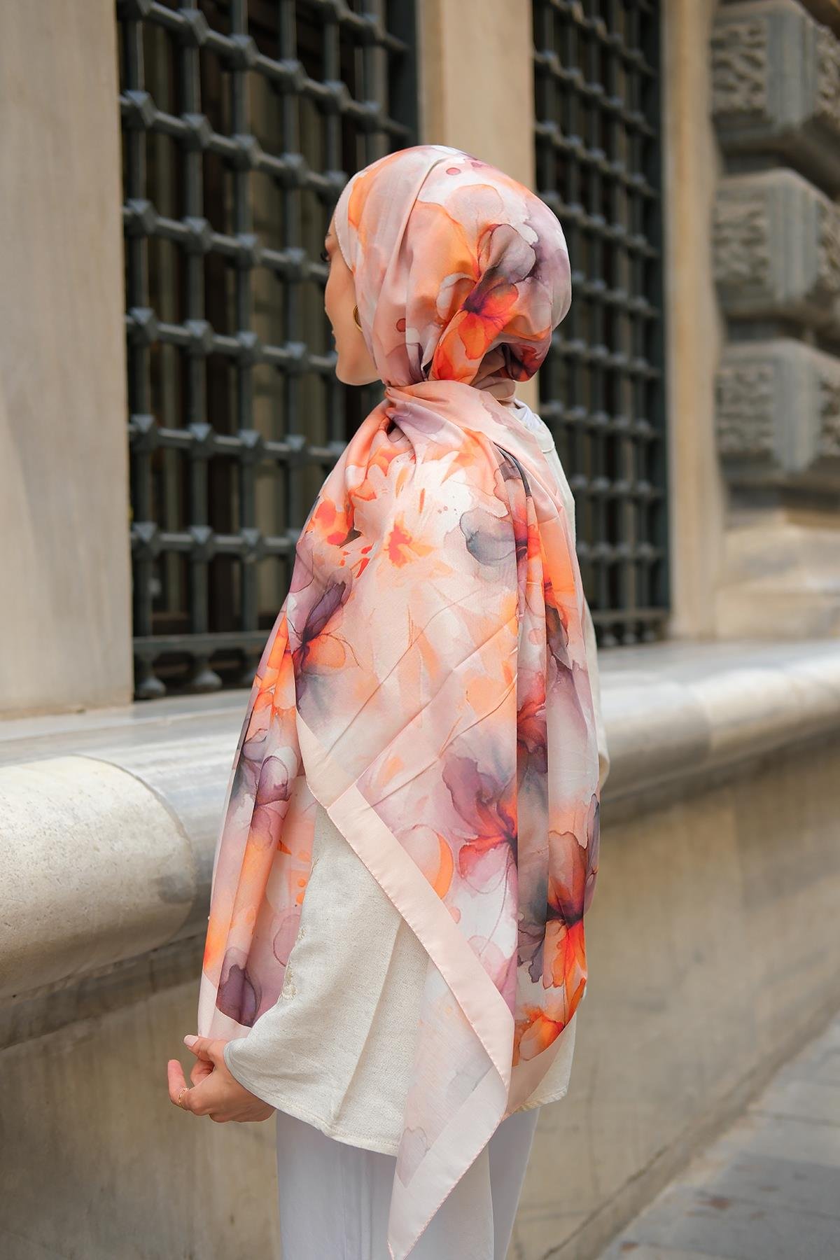 Batik Desen Soft Şal Somon