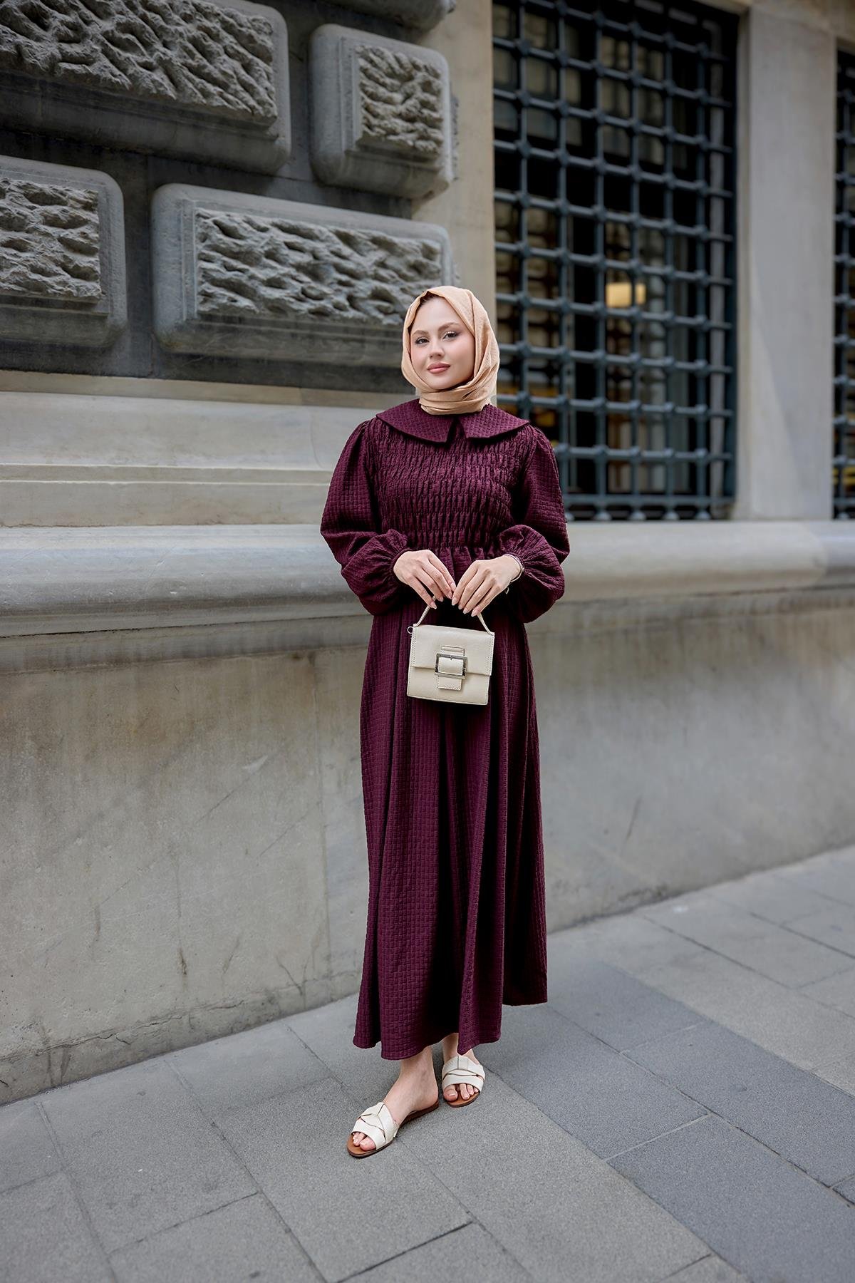 Bebe Yaka Üstü Lastikli Takım Bordo