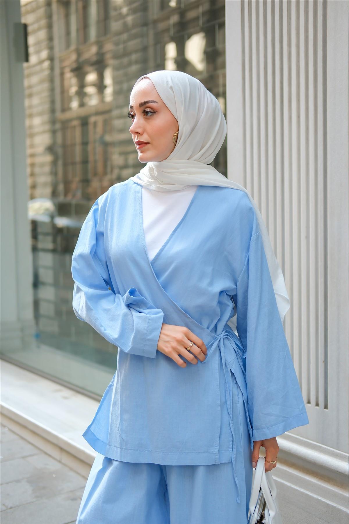 Bel Bağlama Detay İkili Takım Mavi