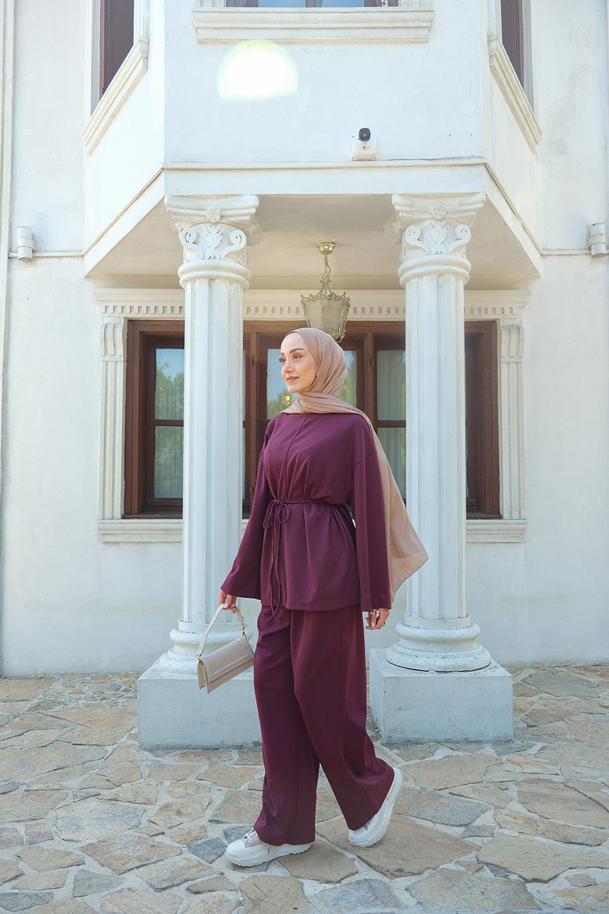 Bel Bağlamalı İkili Takım Bordo