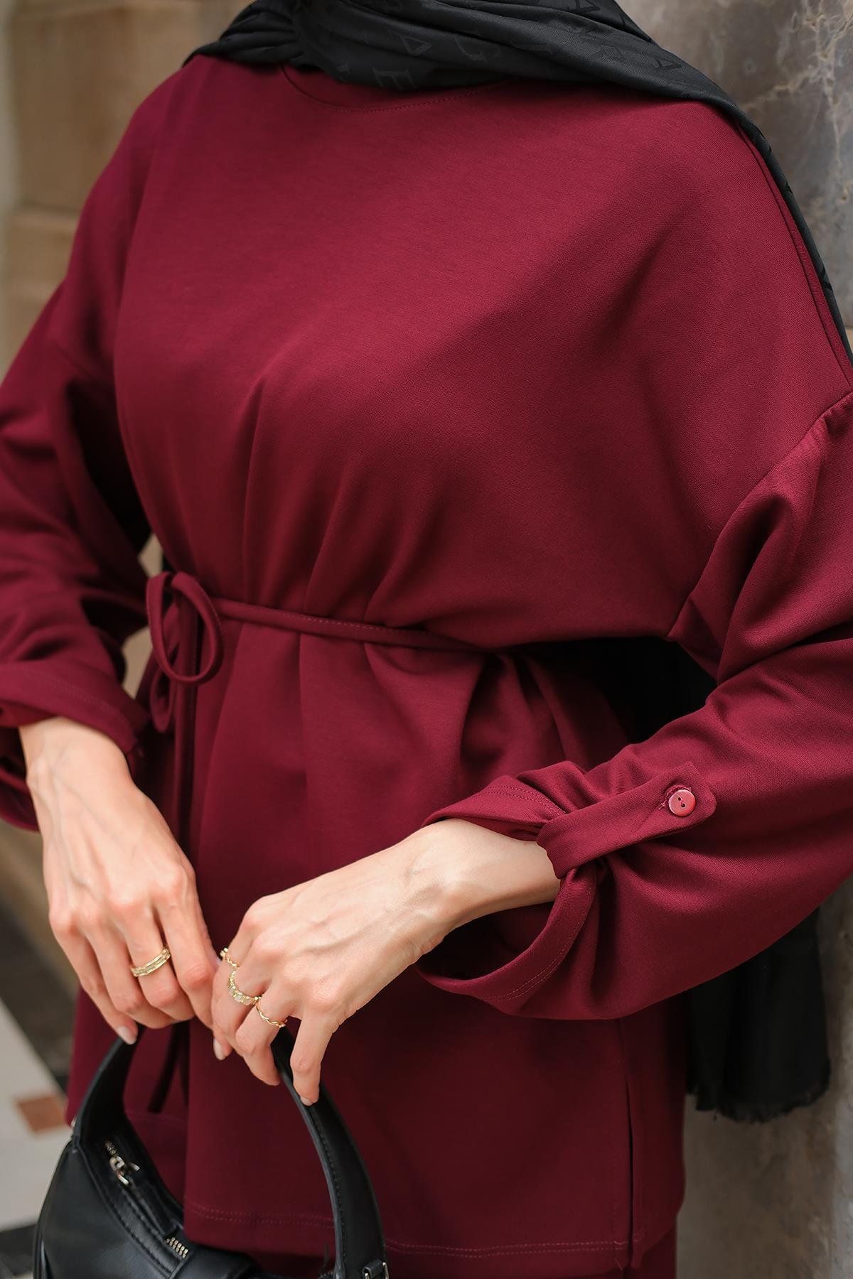 Bel Bağlamalı İkili Takım Bordo