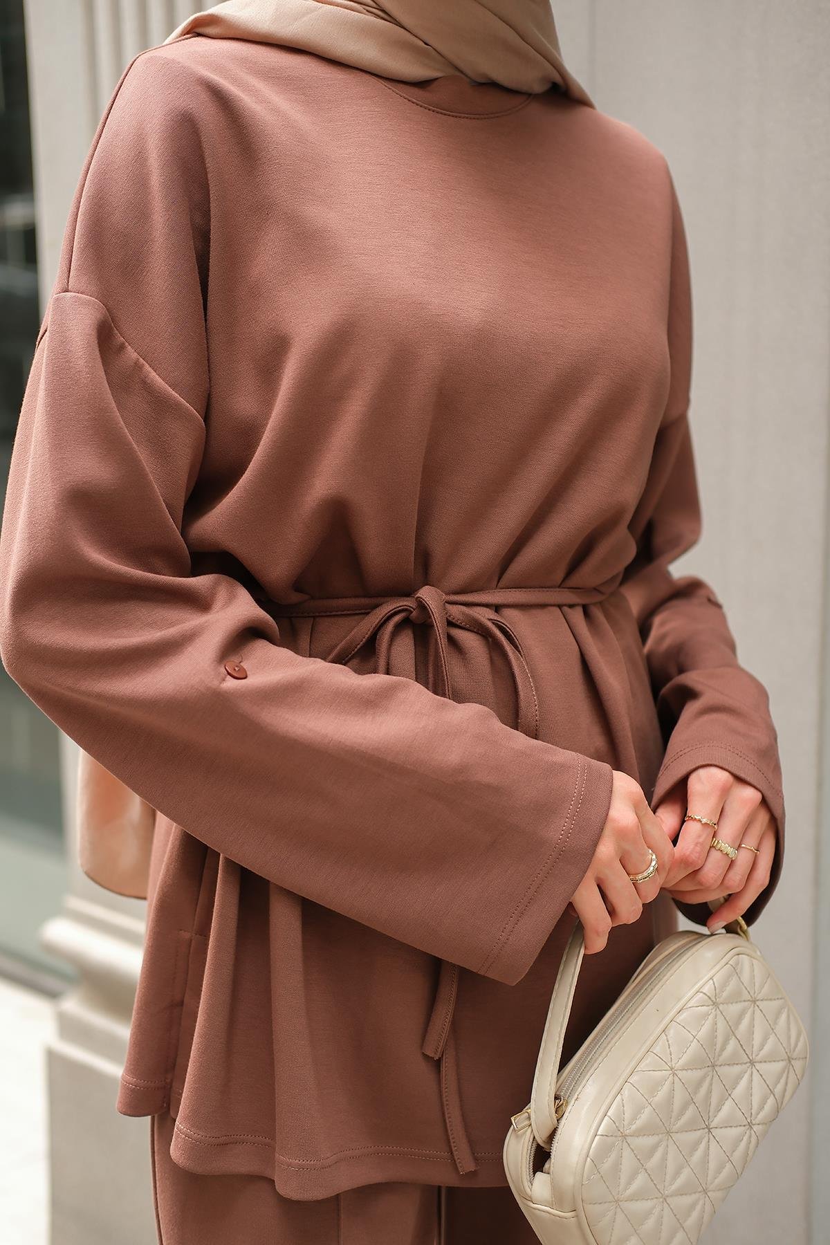 Bel Bağlamalı İkili Takım Kahverengi