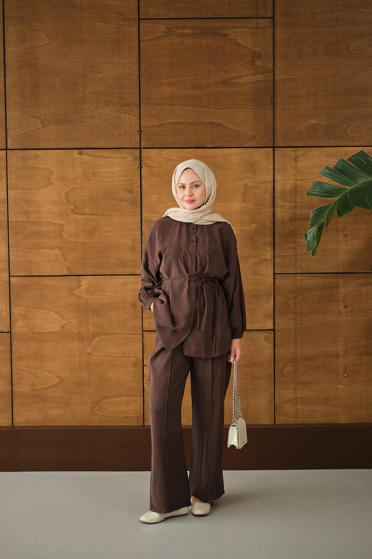 Bel Bağlamalı İkili Takım Kahverengi