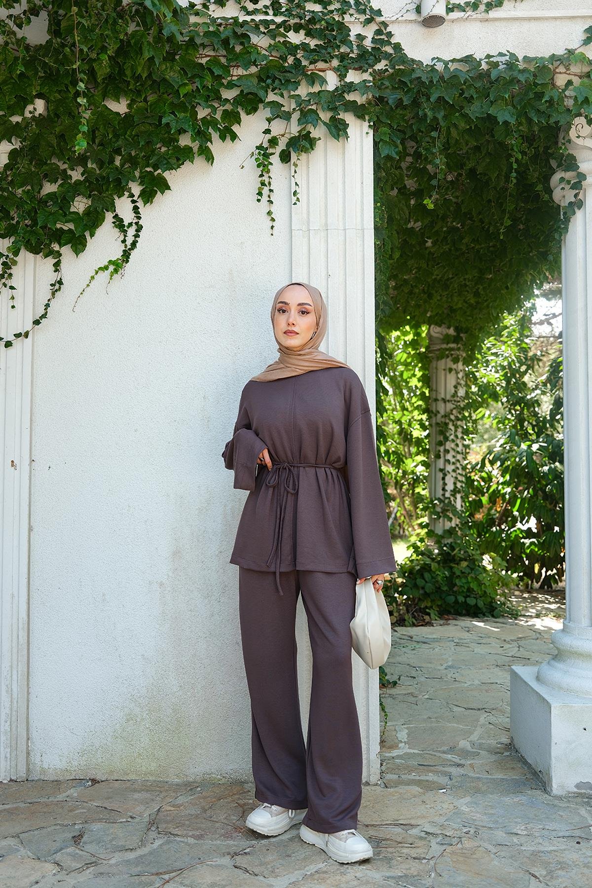 Bel Bağlamalı İkili Takım Kahverengi