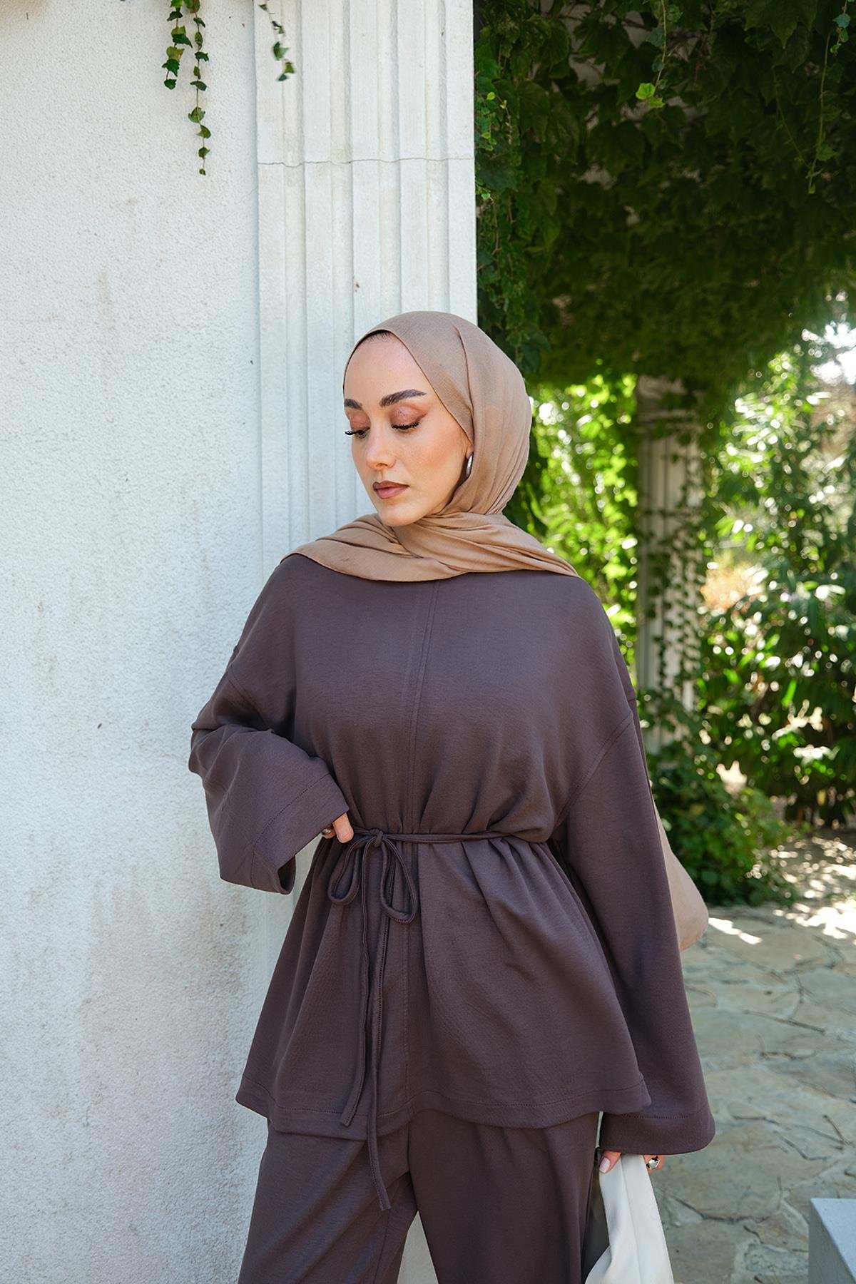 Bel Bağlamalı İkili Takım Kahverengi