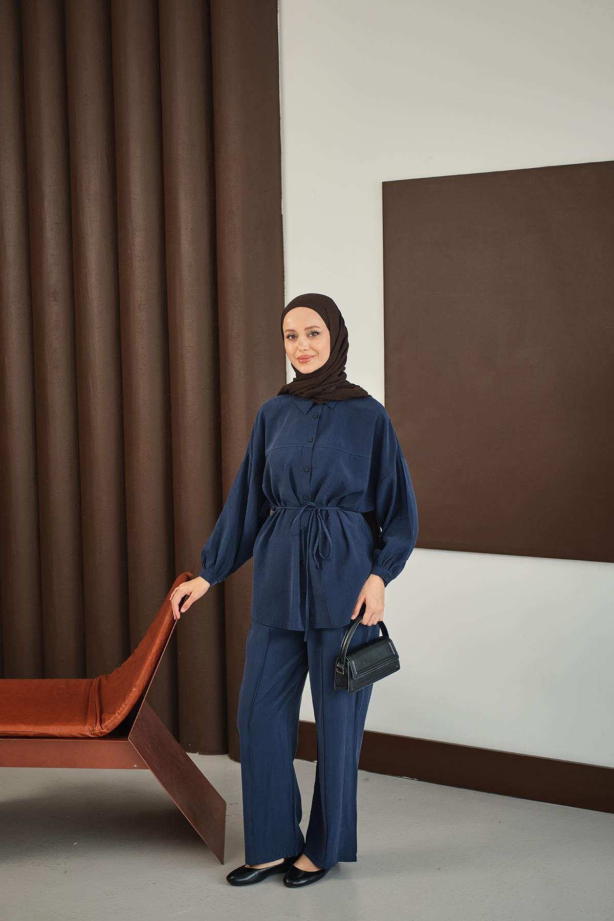 Bel Bağlamalı İkili Takım Lacivert