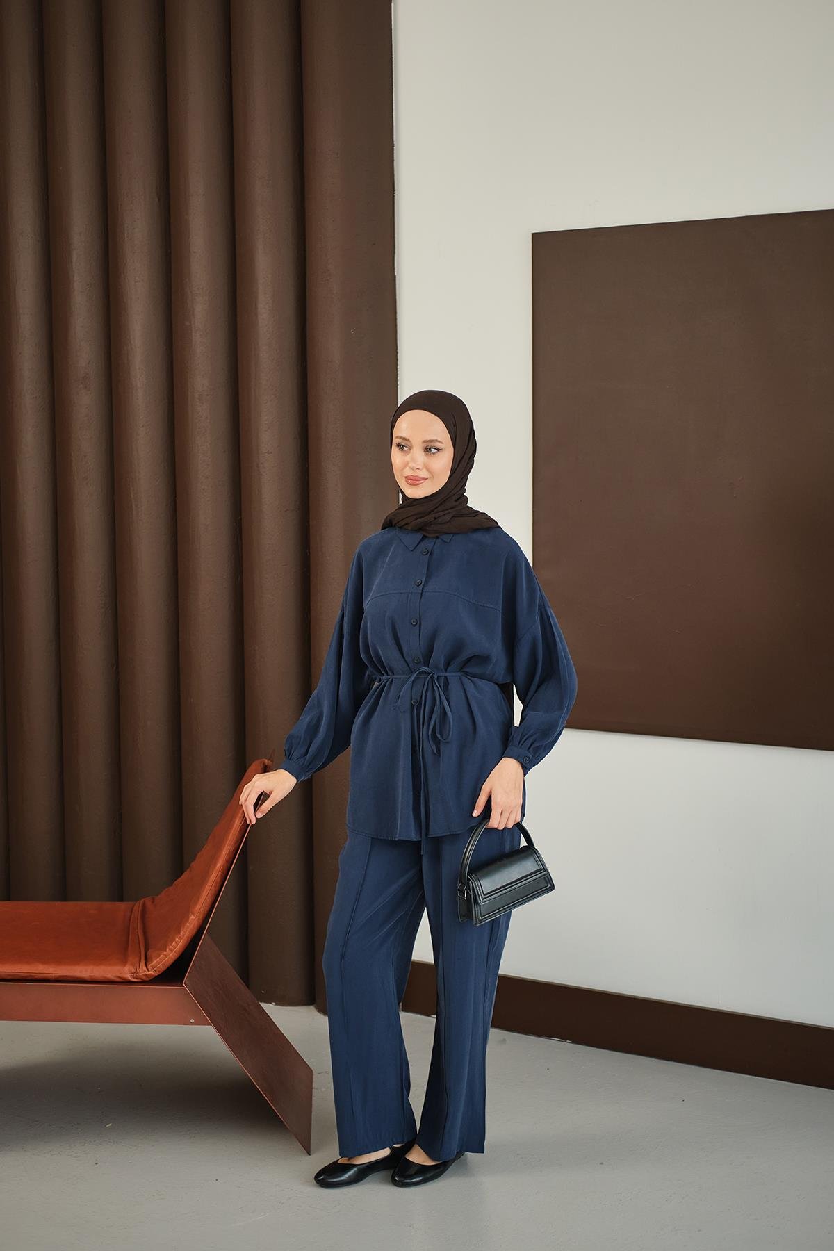 Bel Bağlamalı İkili Takım Lacivert