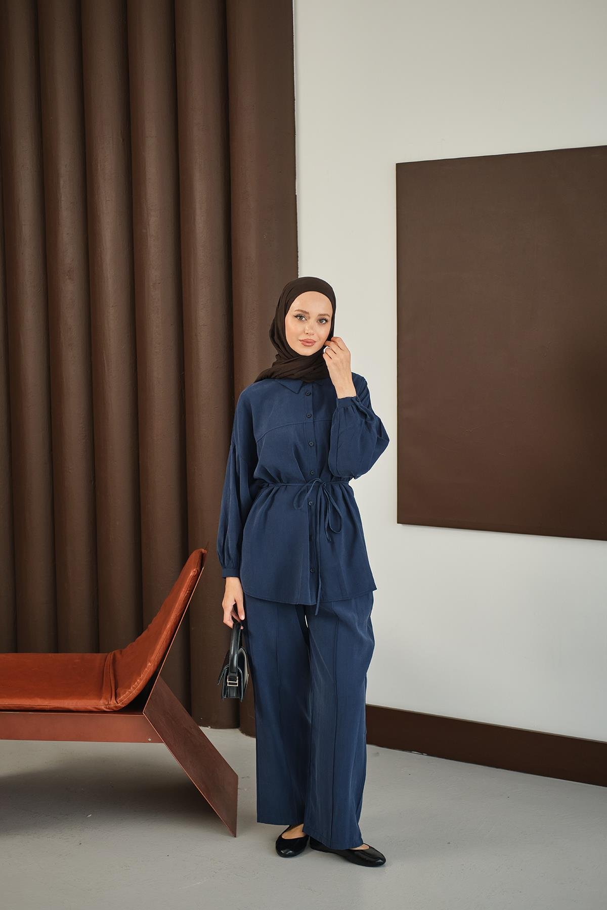 Bel Bağlamalı İkili Takım Lacivert
