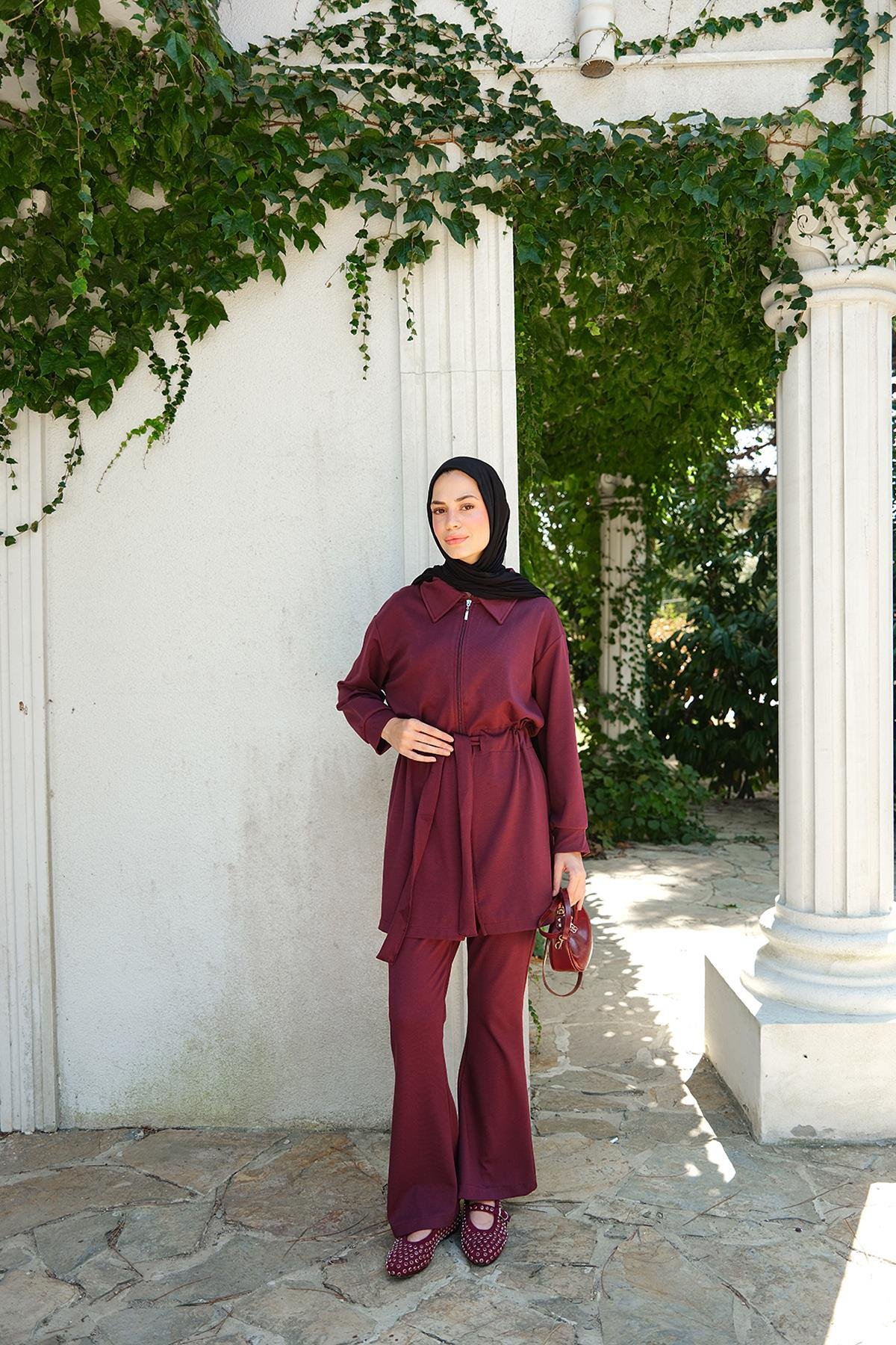 Bel Bağlamalı Takım Bordo