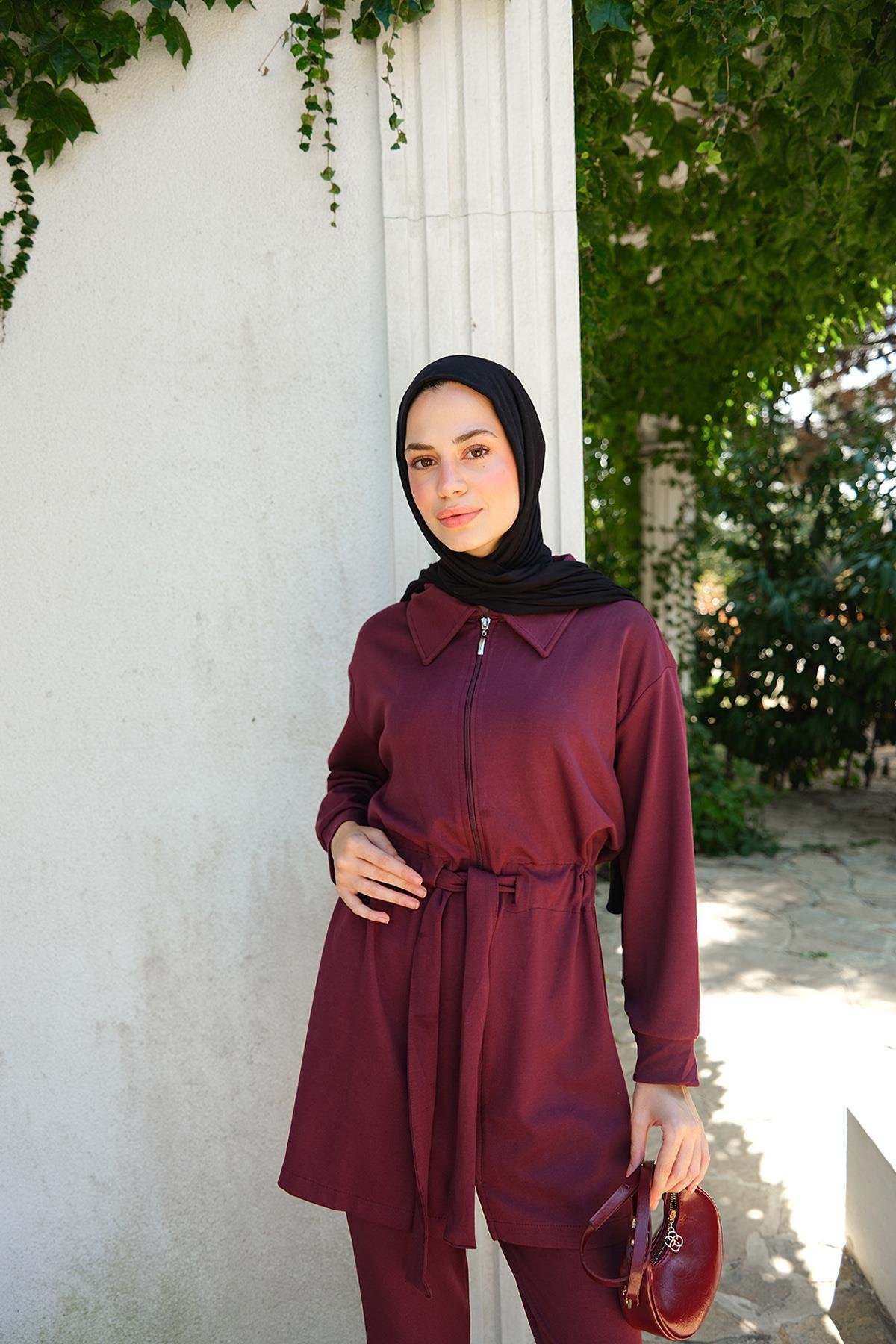 Bel Bağlamalı Takım Bordo