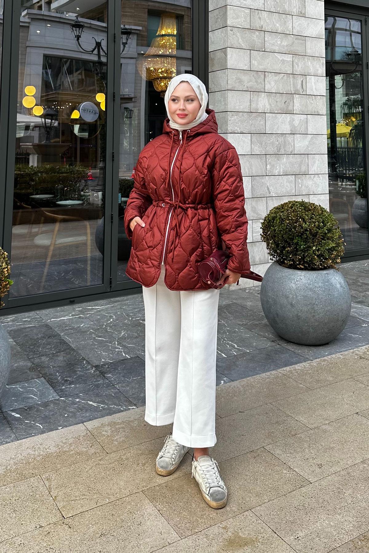 Beli Ayarlanabilir Kapitone Mont Kiremit