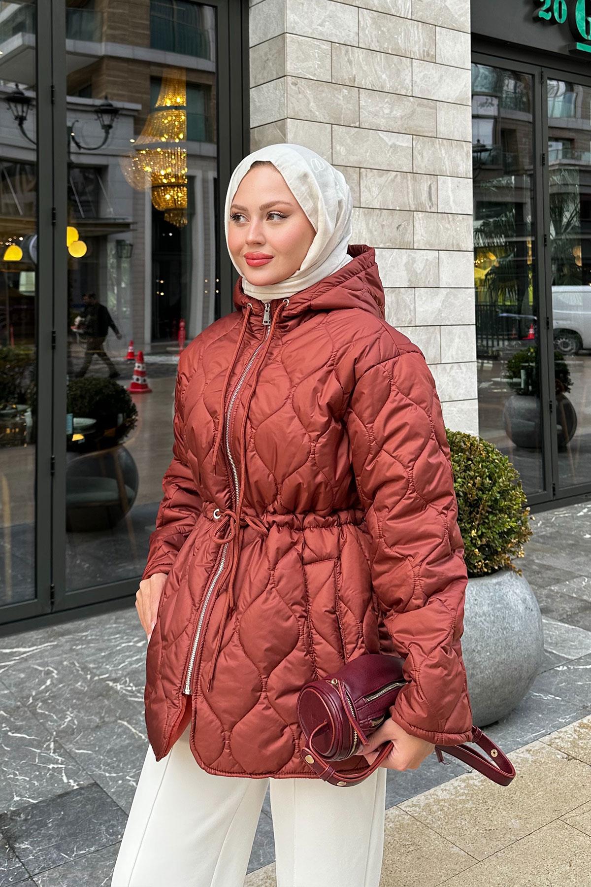 Beli Ayarlanabilir Kapitone Mont Kiremit