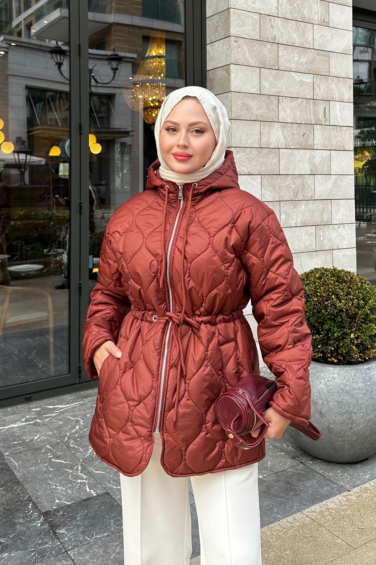 Beli Ayarlanabilir Kapitone Mont Kiremit