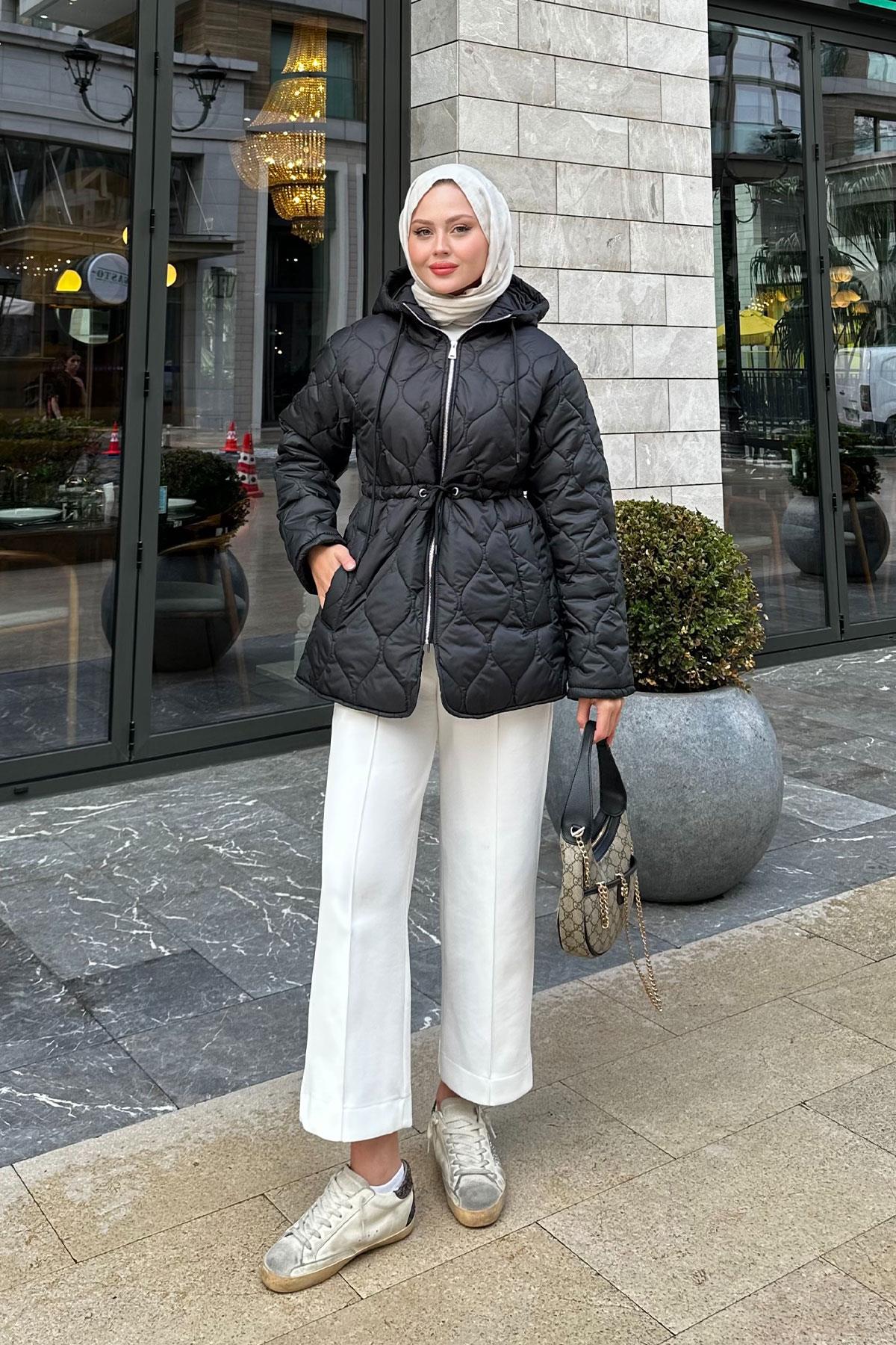 Beli Ayarlanabilir Kapitone Mont Siyah