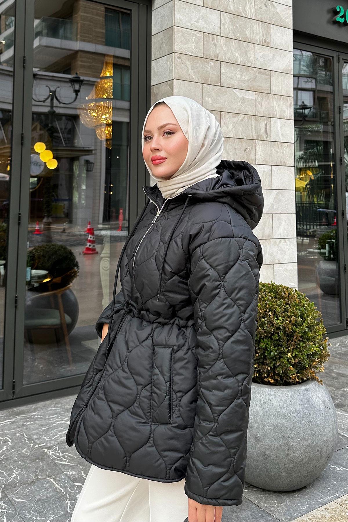 Beli Ayarlanabilir Kapitone Mont Siyah