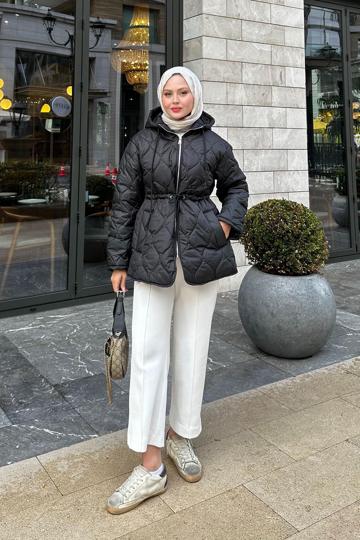 Beli Ayarlanabilir Kapitone Mont Siyah