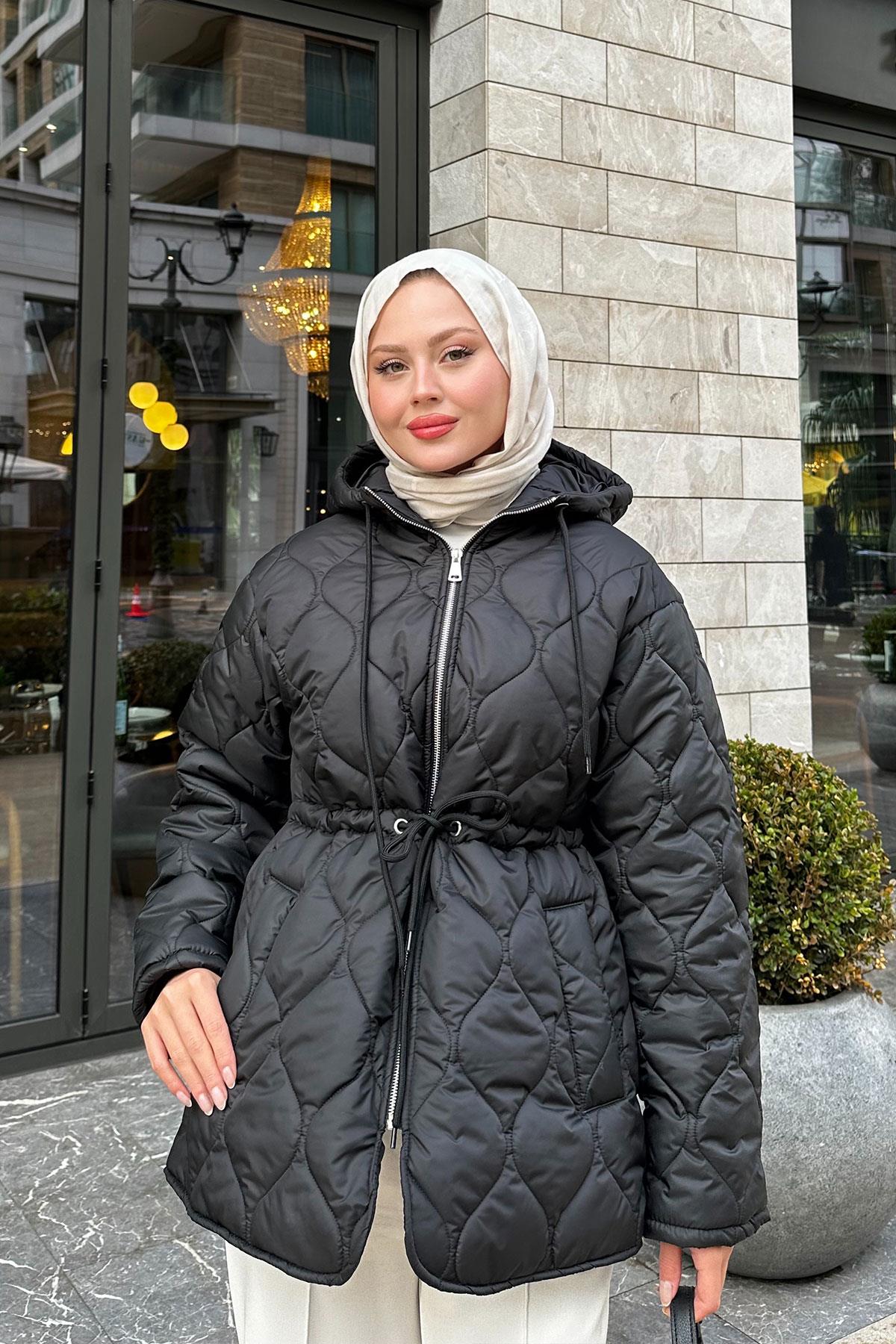 Beli Ayarlanabilir Kapitone Mont Siyah